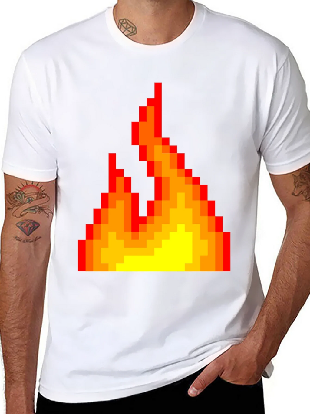 Pixel Fire Graphic Tee - Retro Gaming Style