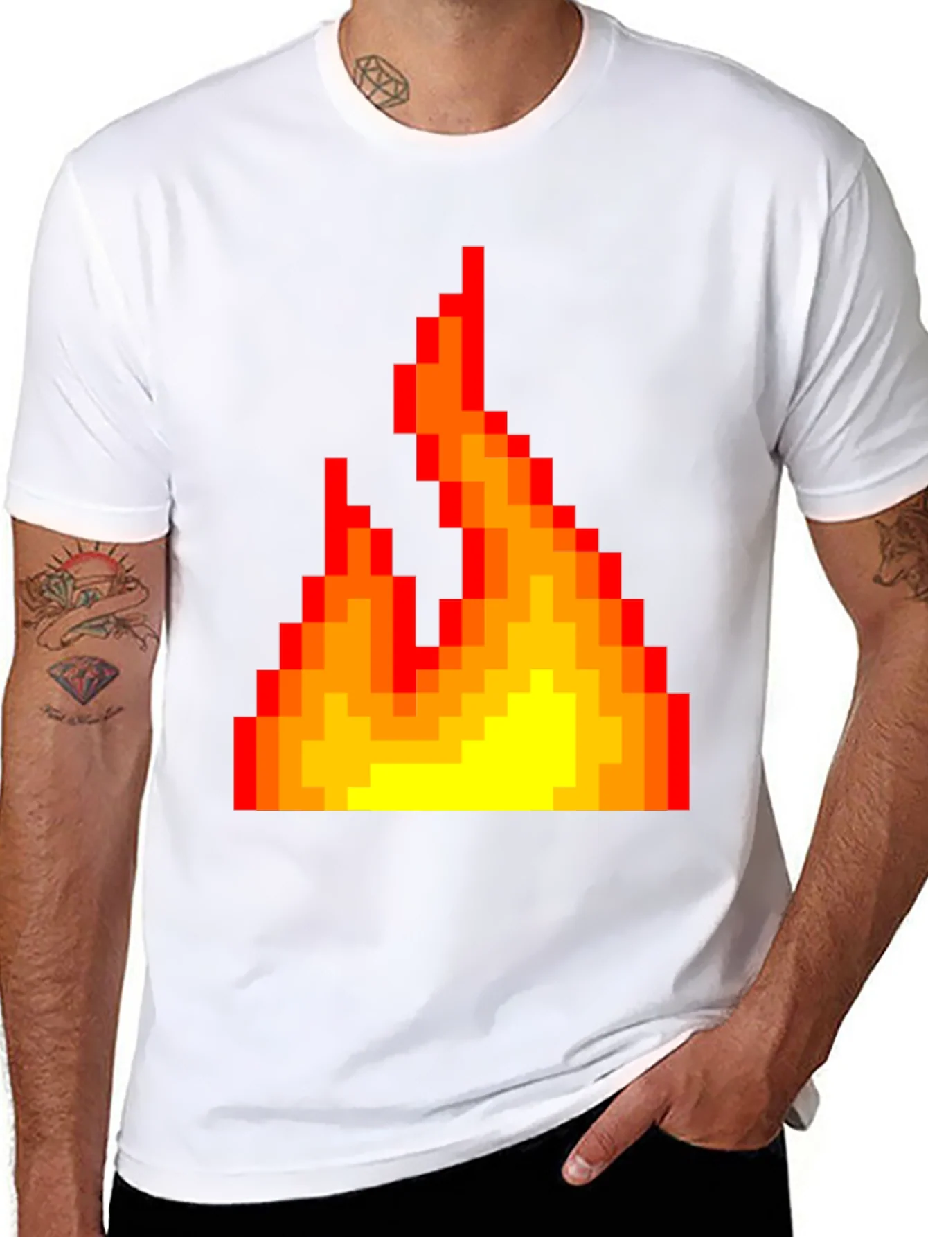 Pixel Fire Graphic Tee - Retro Gaming Style