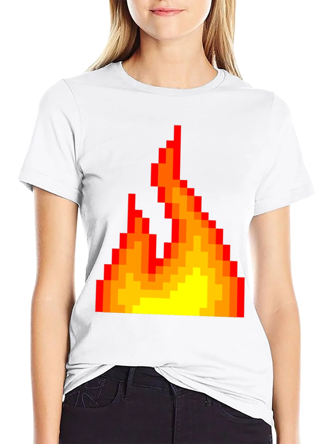 Pixel Fire Graphic Tee - Retro Gaming Style