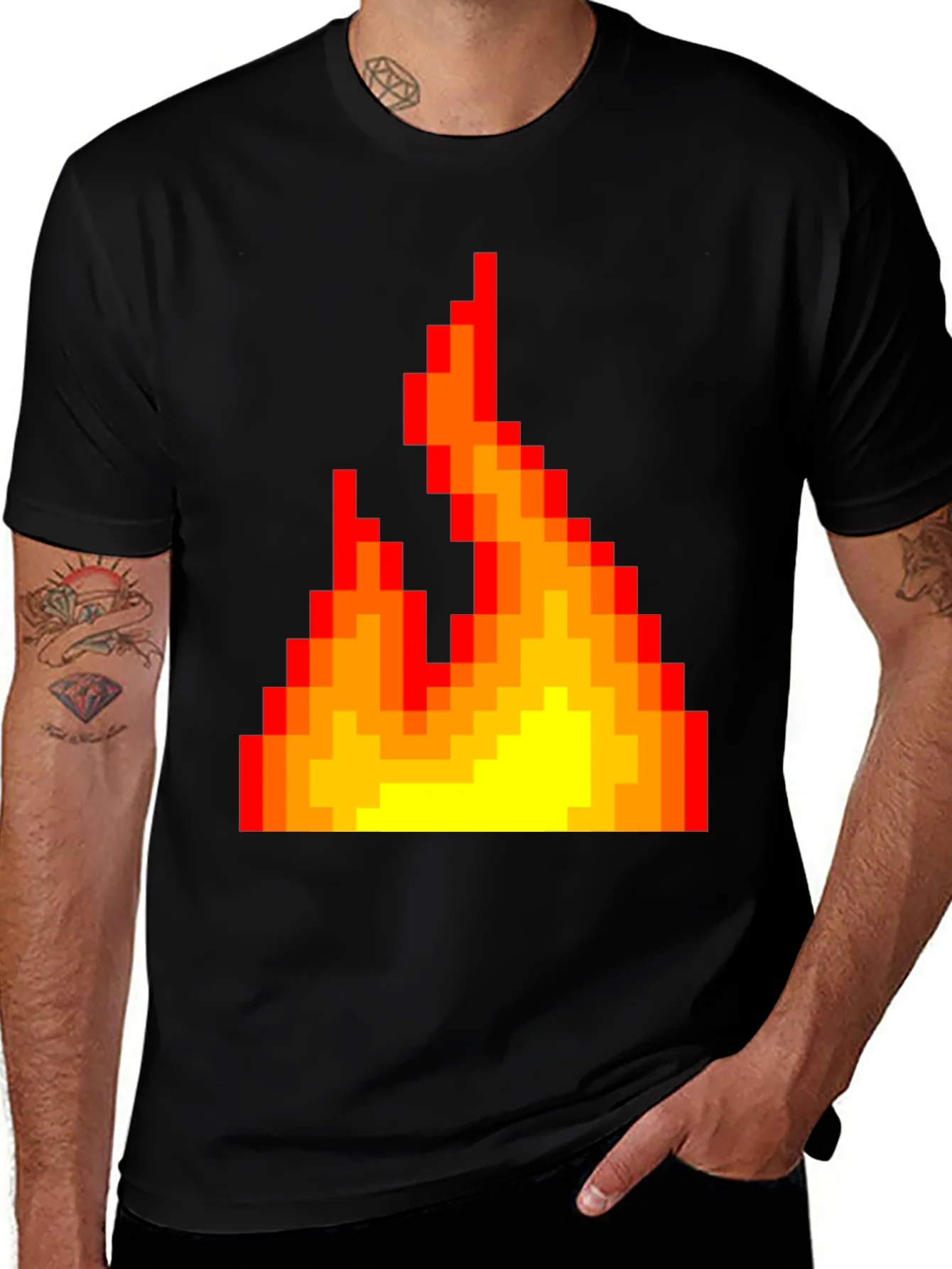 Pixel Fire Graphic Tee - Retro Gaming Style