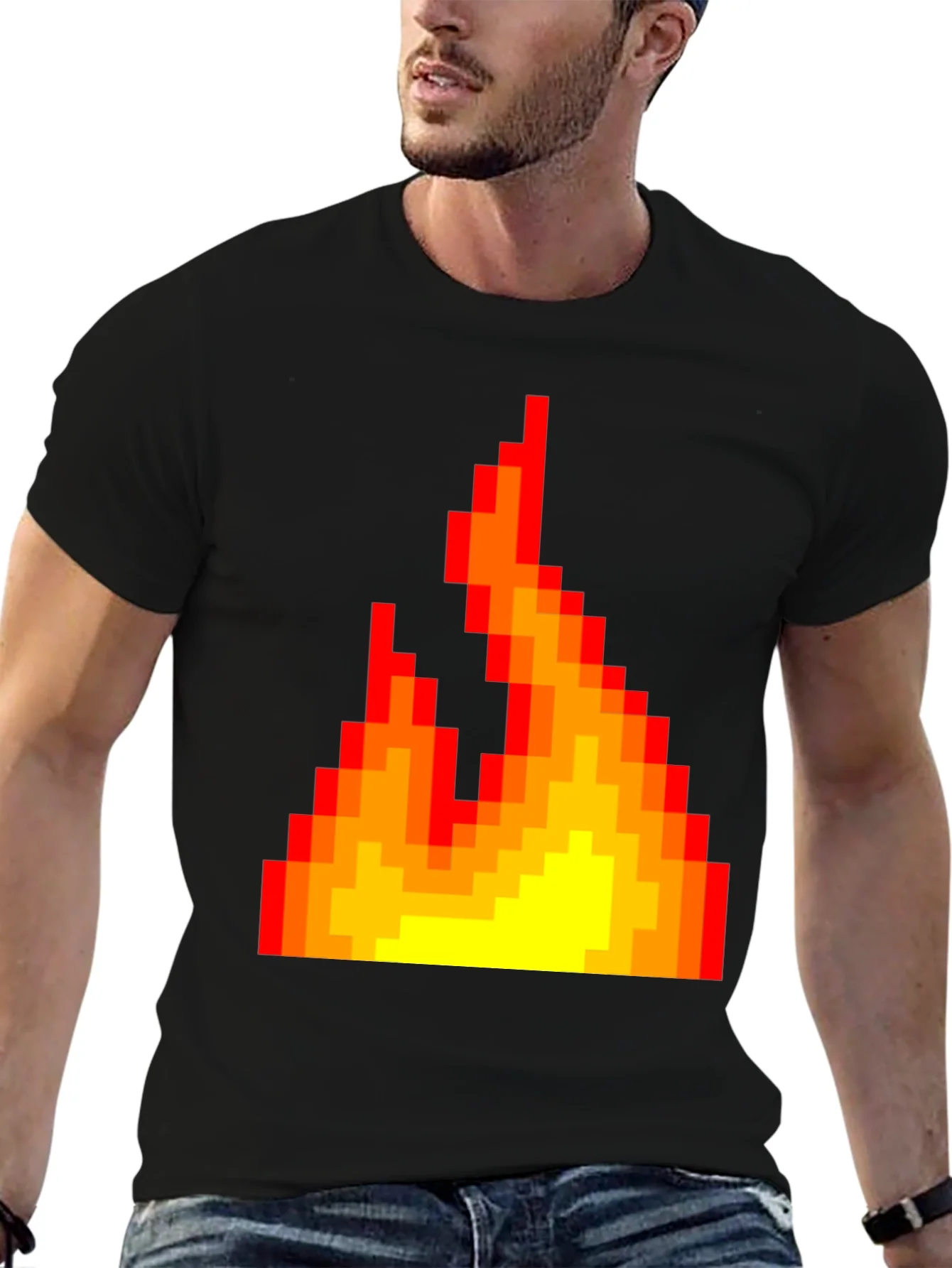 Pixel Fire Graphic Tee - Retro Gaming Style