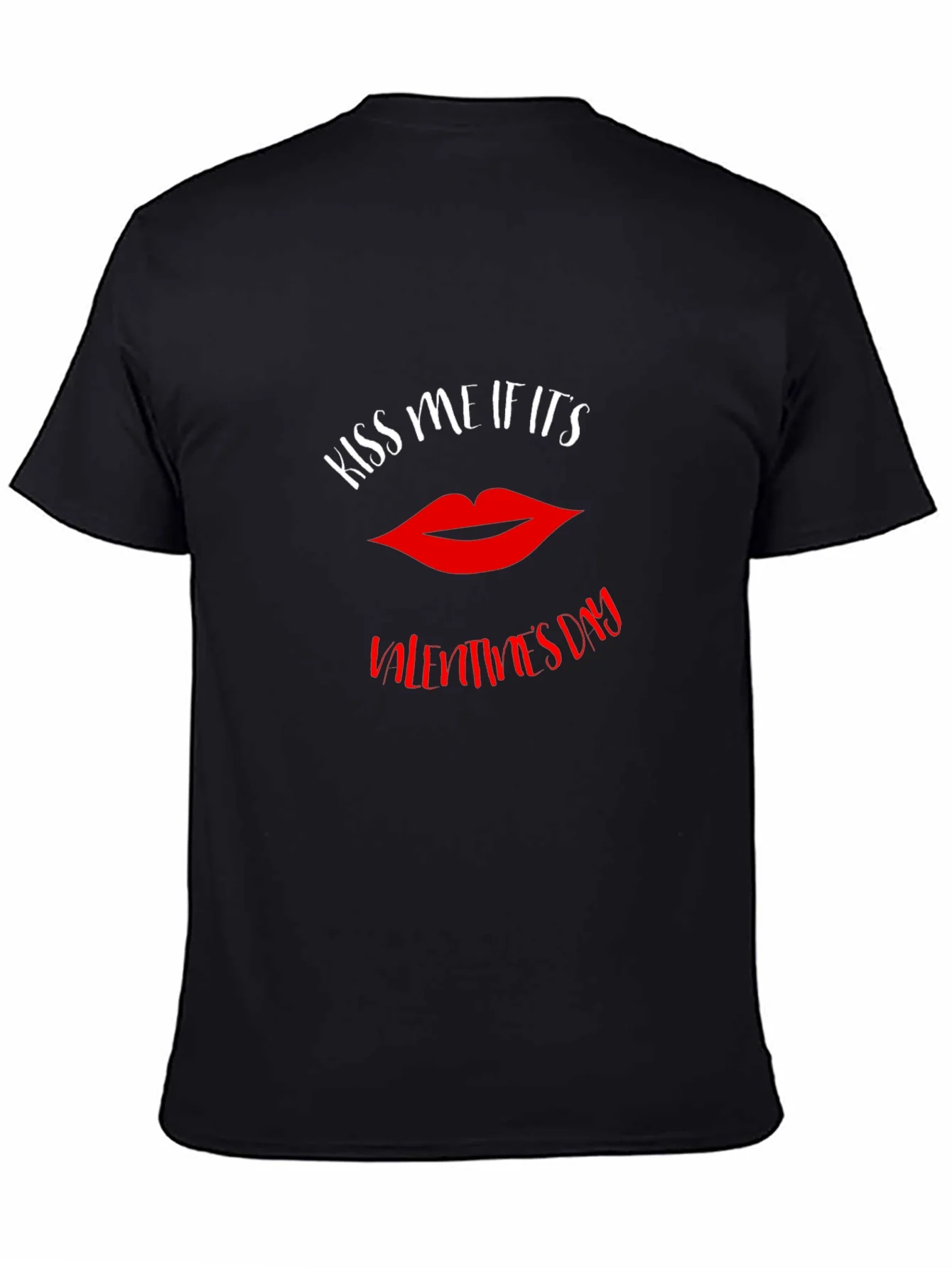 Kiss Me Valentines Day Graphic Tee - Black