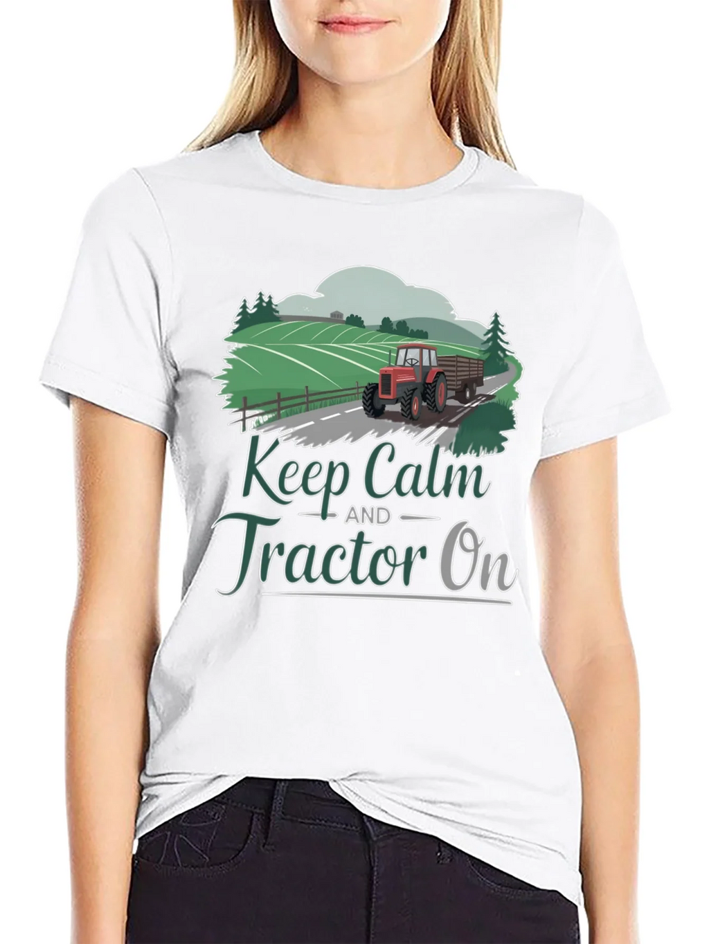 Keep Calm Tractor On Graphic Tee