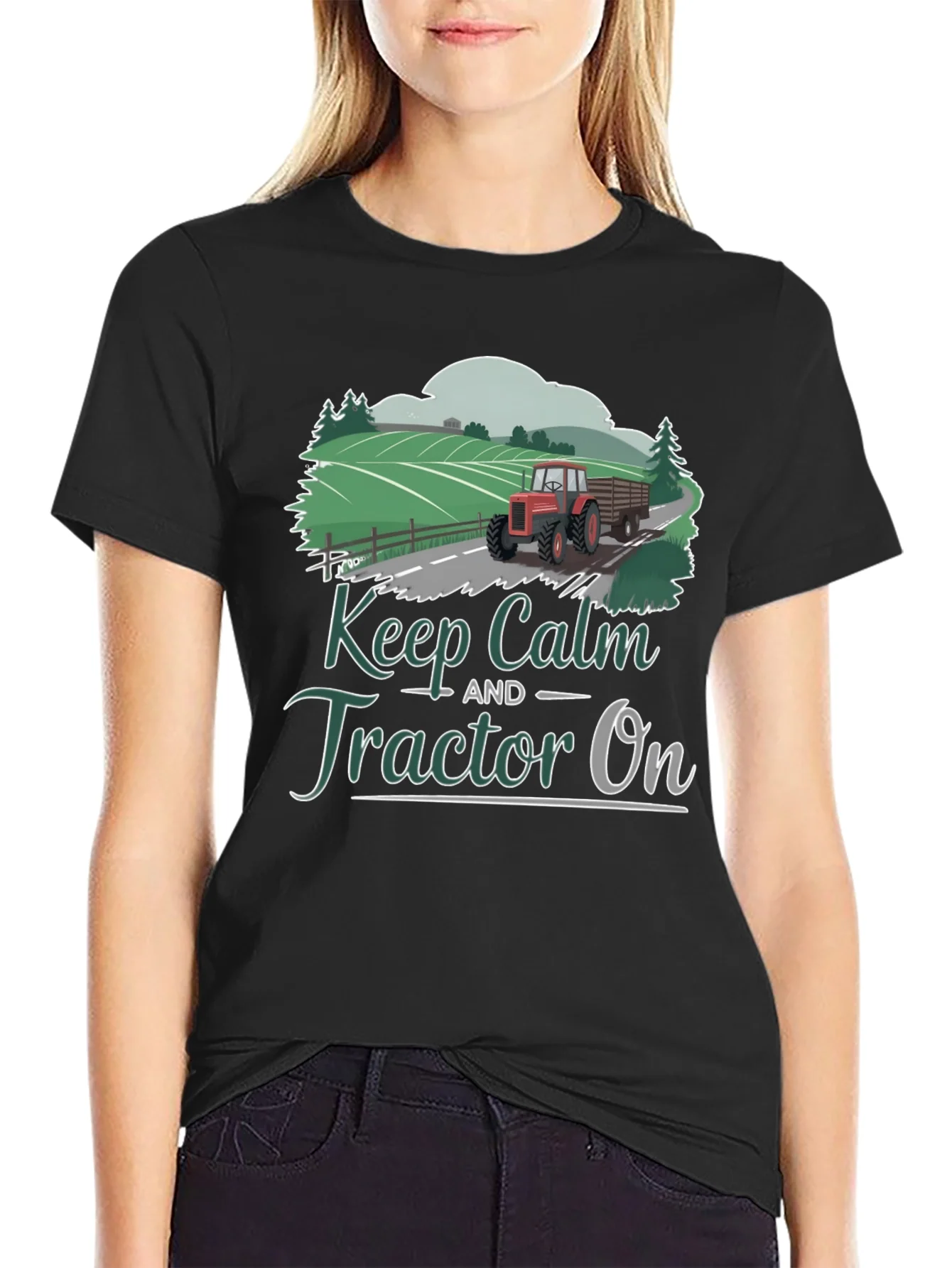 Keep Calm Tractor On Graphic Tee