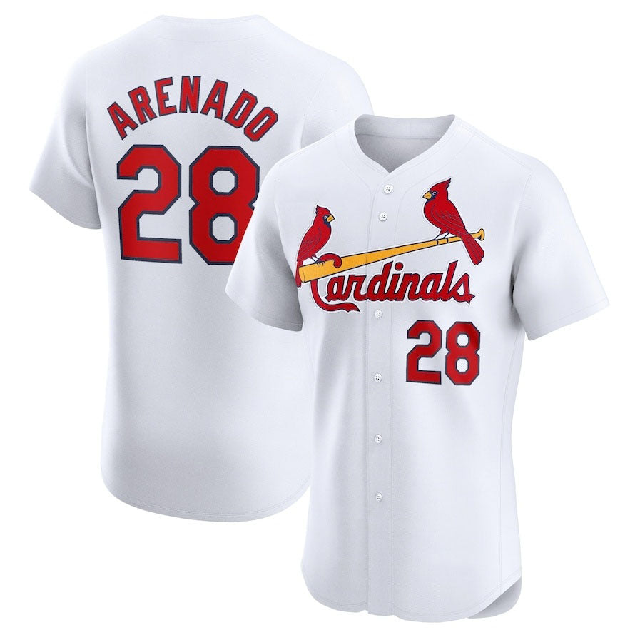 St. Louis Cardinals #28 Nolan Arenado Home Elite Player Jersey - White Stitched Baseball Jersey