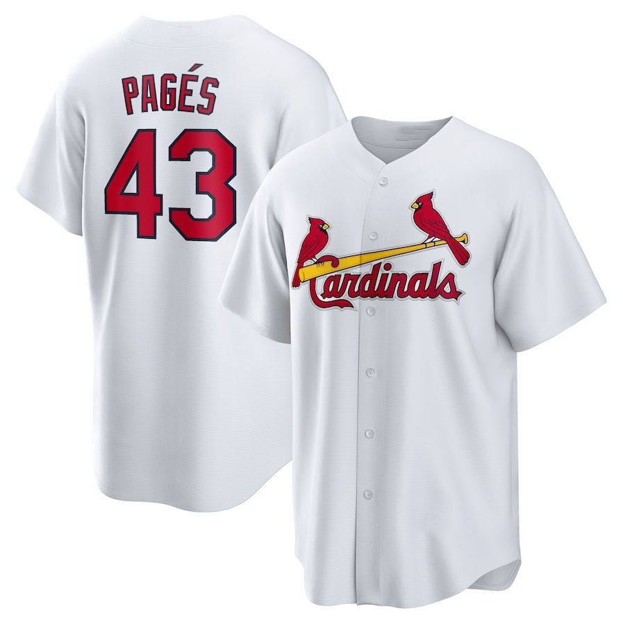 St. Louis Cardinals #43 Pedro Pags Home Replica Jersey - White Stitched Baseball Jersey