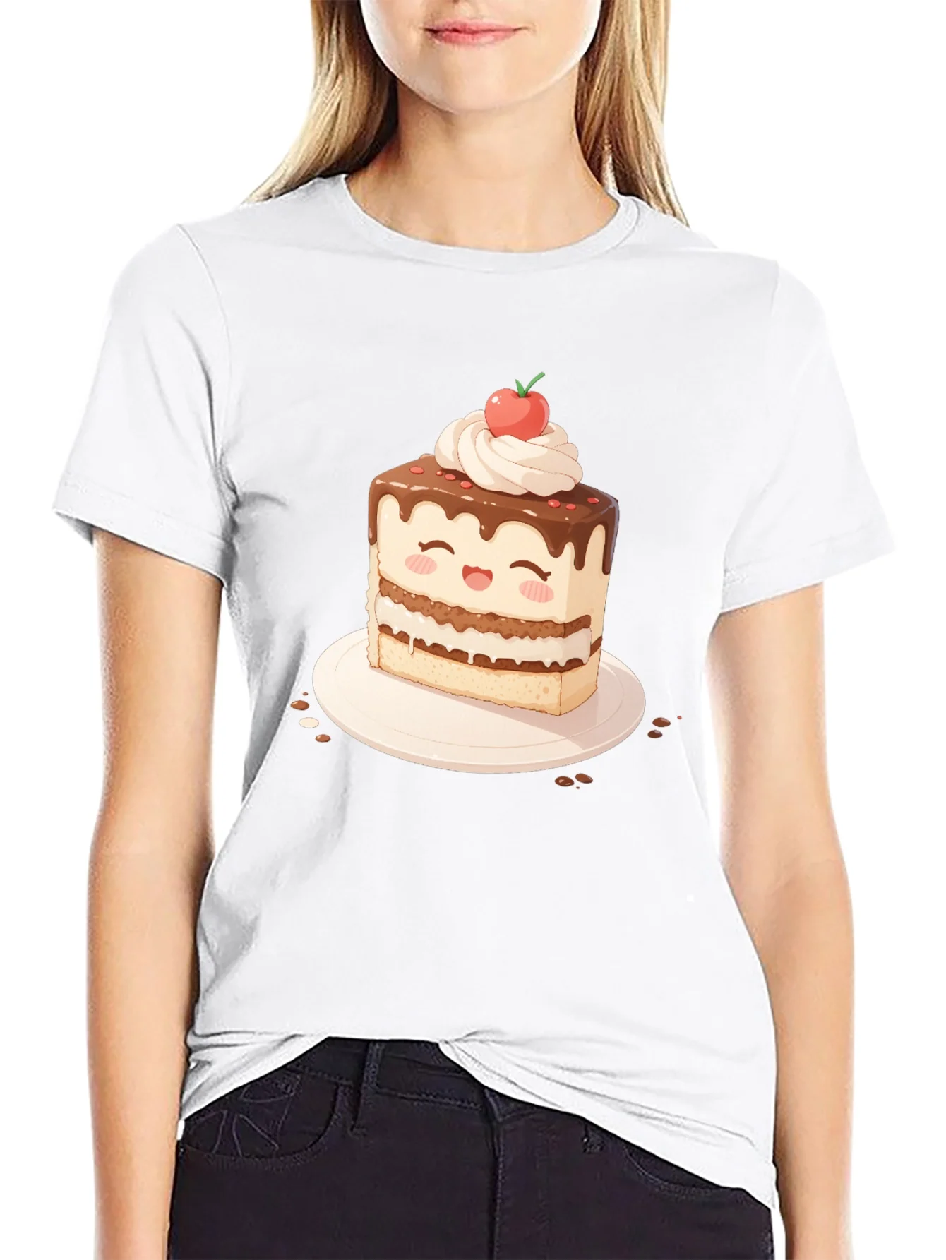 Cute Cake Slice Graphic T-Shirt - Sweet Treat Tee