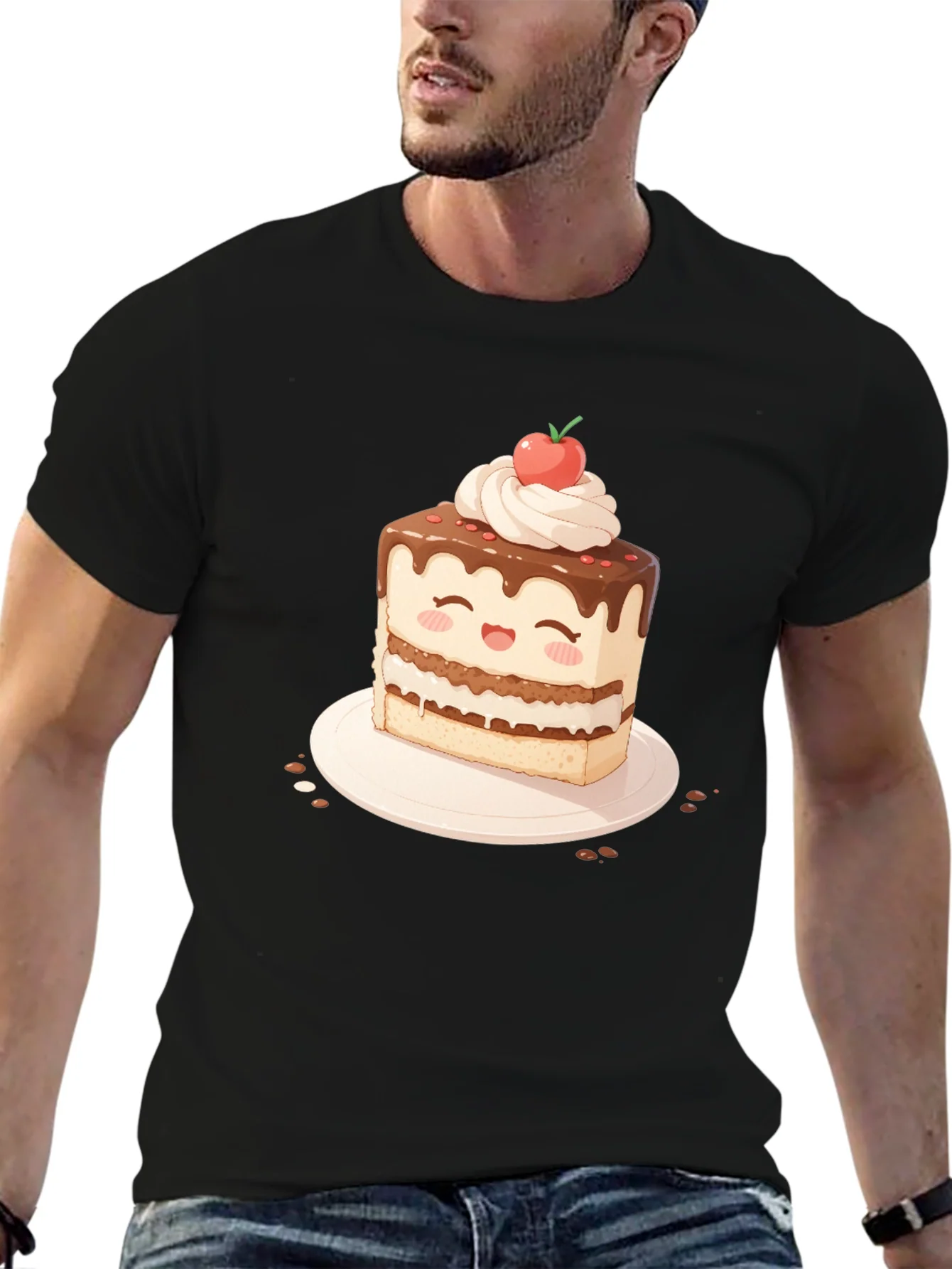 Cute Cake Slice Graphic T-Shirt - Sweet Treat Tee