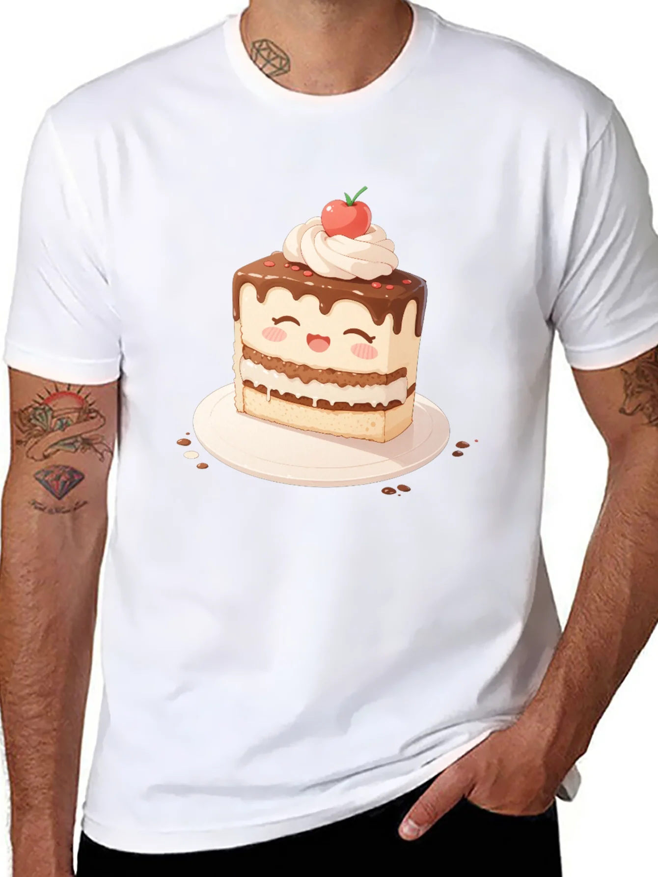 Cute Cake Slice Graphic T-Shirt - Sweet Treat Tee
