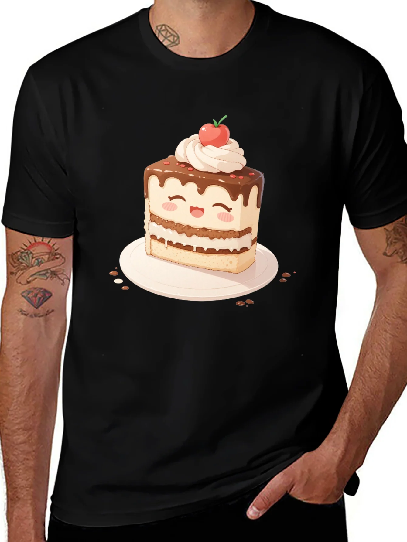 Cute Cake Slice Graphic T-Shirt - Sweet Treat Tee