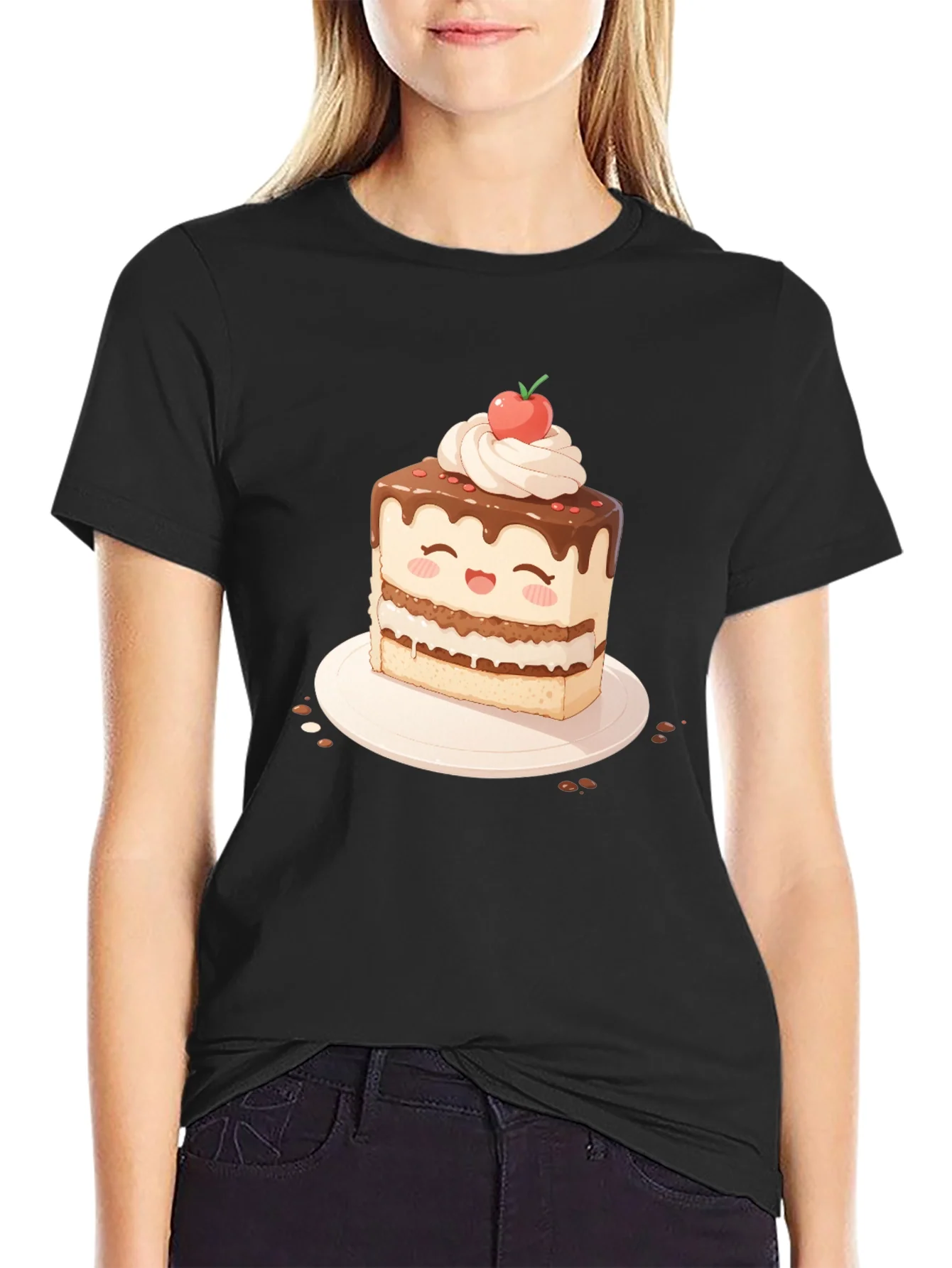 Cute Cake Slice Graphic T-Shirt - Sweet Treat Tee
