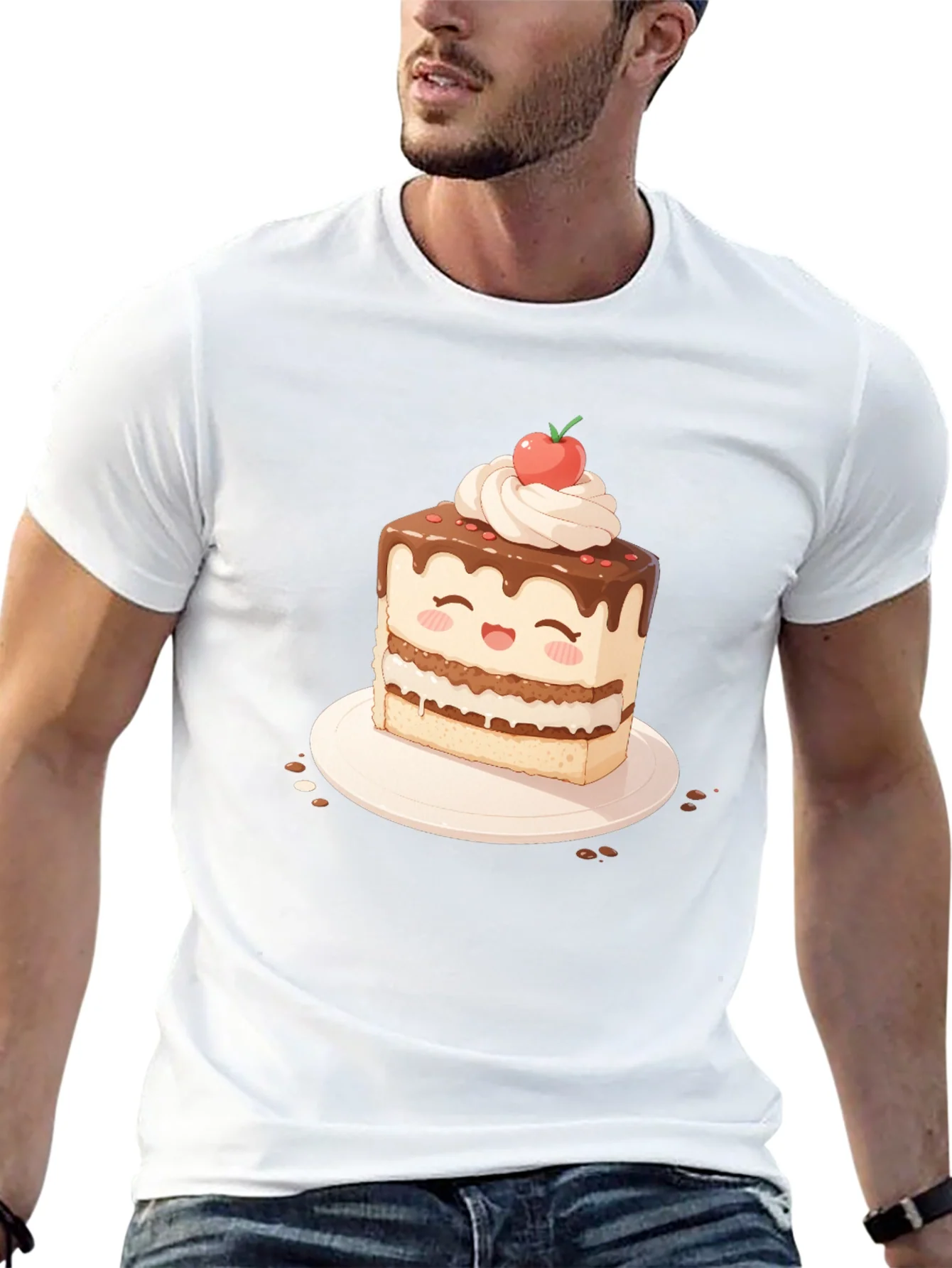 Cute Cake Slice Graphic T-Shirt - Sweet Treat Tee