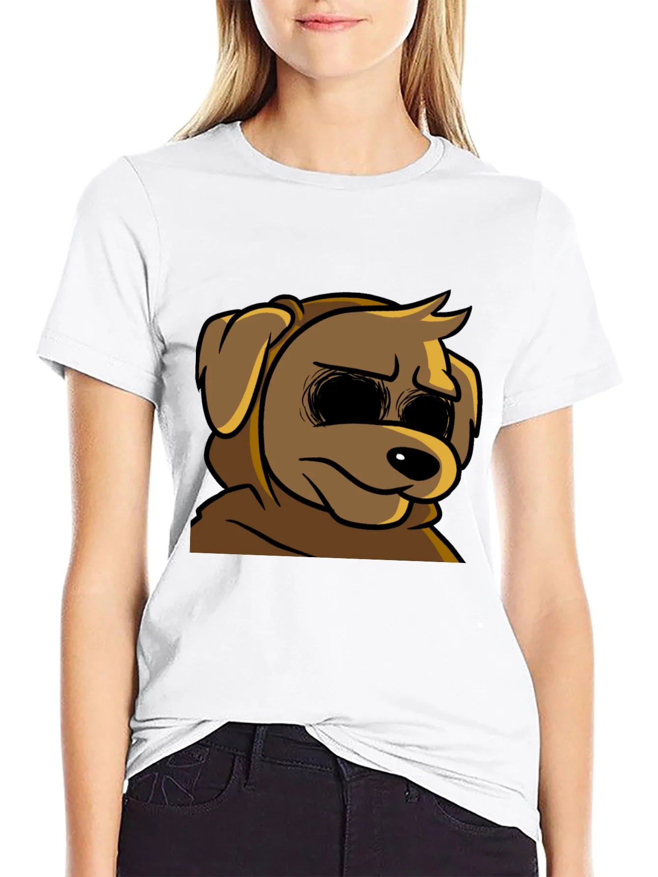 Cartoon Dog Graphic T-Shirt - Soft Black Tee