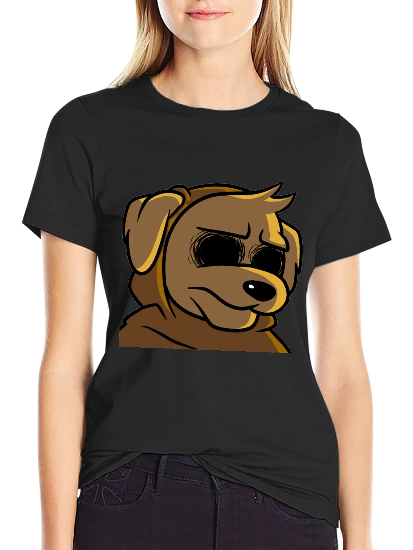 Cartoon Dog Graphic T-Shirt - Soft Black Tee