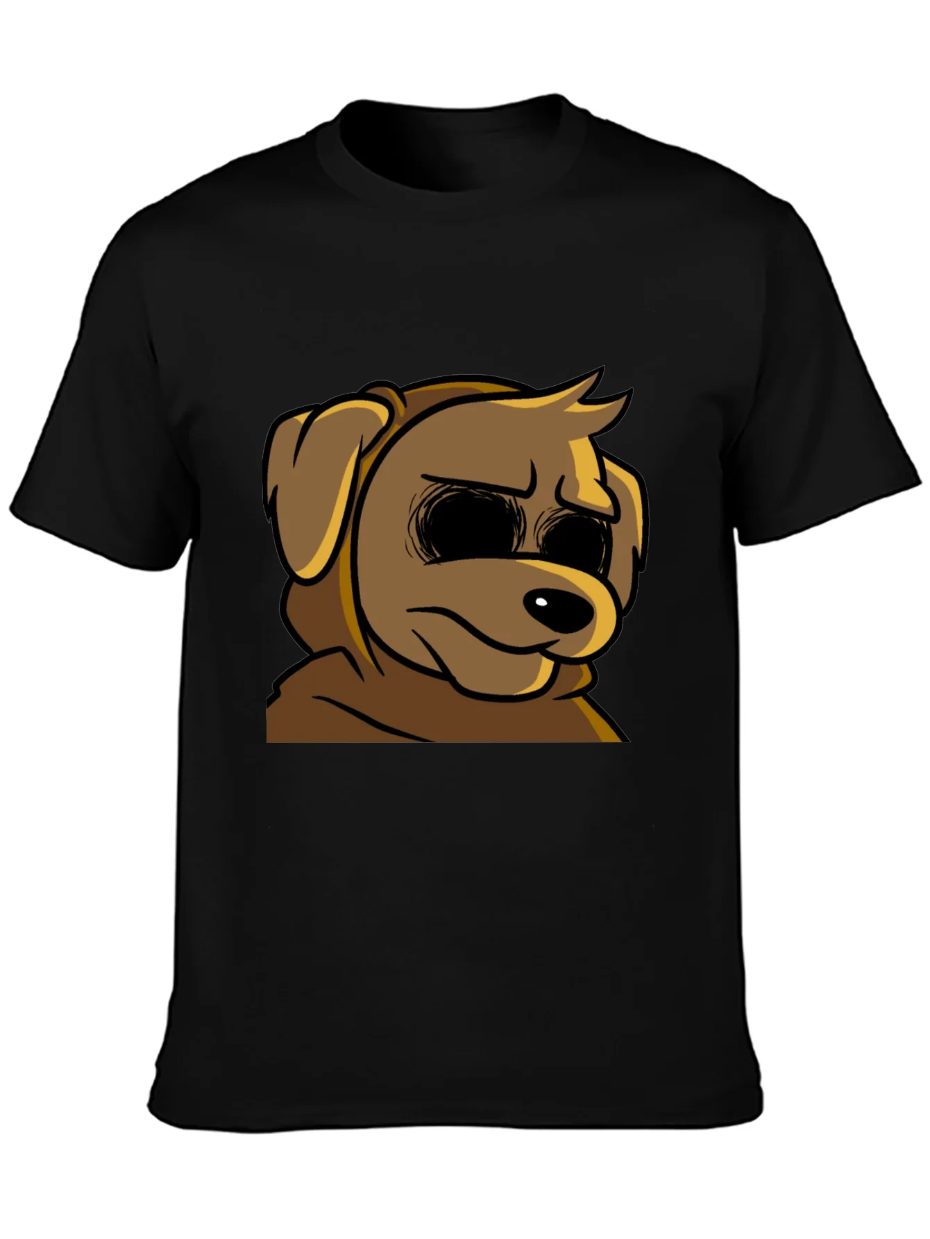 Cartoon Dog Graphic T-Shirt - Soft Black Tee