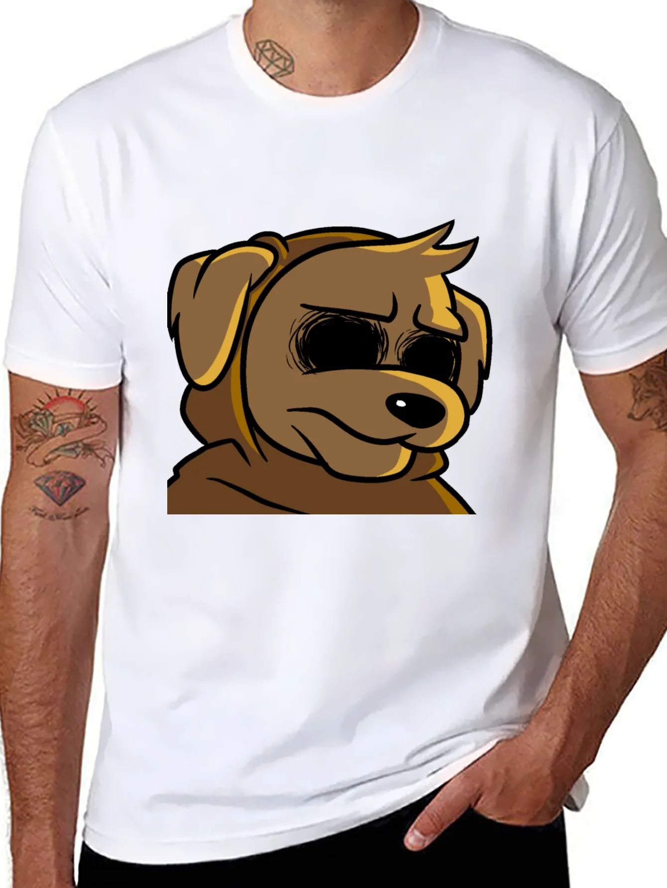Cartoon Dog Graphic T-Shirt - Soft Black Tee
