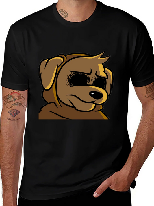 Cartoon Dog Graphic T-Shirt - Soft Black Tee