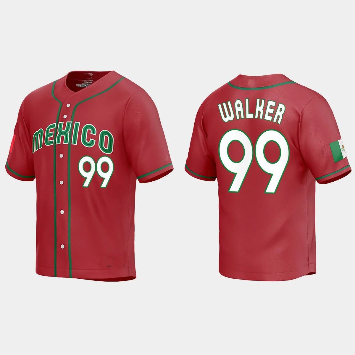 #99 TAIJUAN WALKER MEXICO BASEBALL 2023 WORLD BASEBALL CLASSIC REPLICA JERSEY C RED Stitches Baseball Jerseys