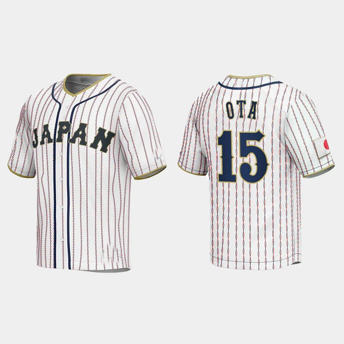 #15 TAISEI OTA JAPAN BASEBALL 2023 WORLD BASEBALL CLASSIC JERSEY C WHITE Stitches Baseball Jerseys