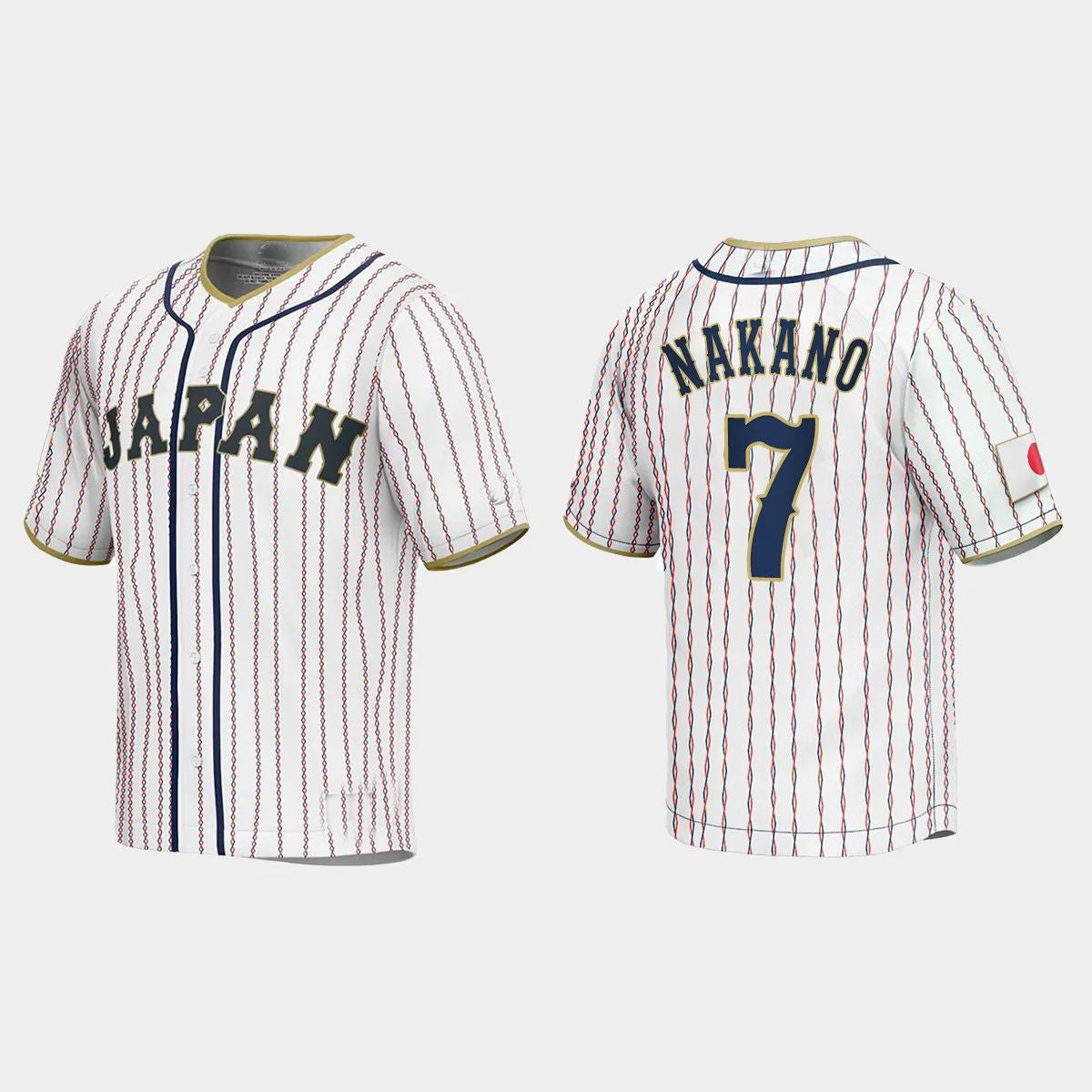 #7 TAKUMU NAKANO JAPAN BASEBALL 2023 WORLD BASEBALL CLASSIC JERSEY C WHITE Stitches Baseball Jerseys