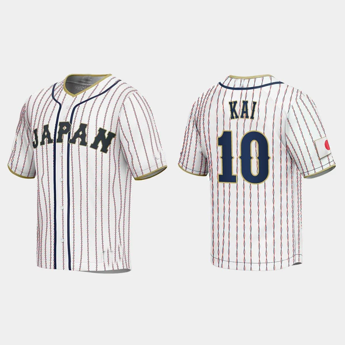 #10 TAKUYA KAI JAPAN BASEBALL 2023 WORLD BASEBALL CLASSIC JERSEY C WHITE Stitches Baseball Jerseys