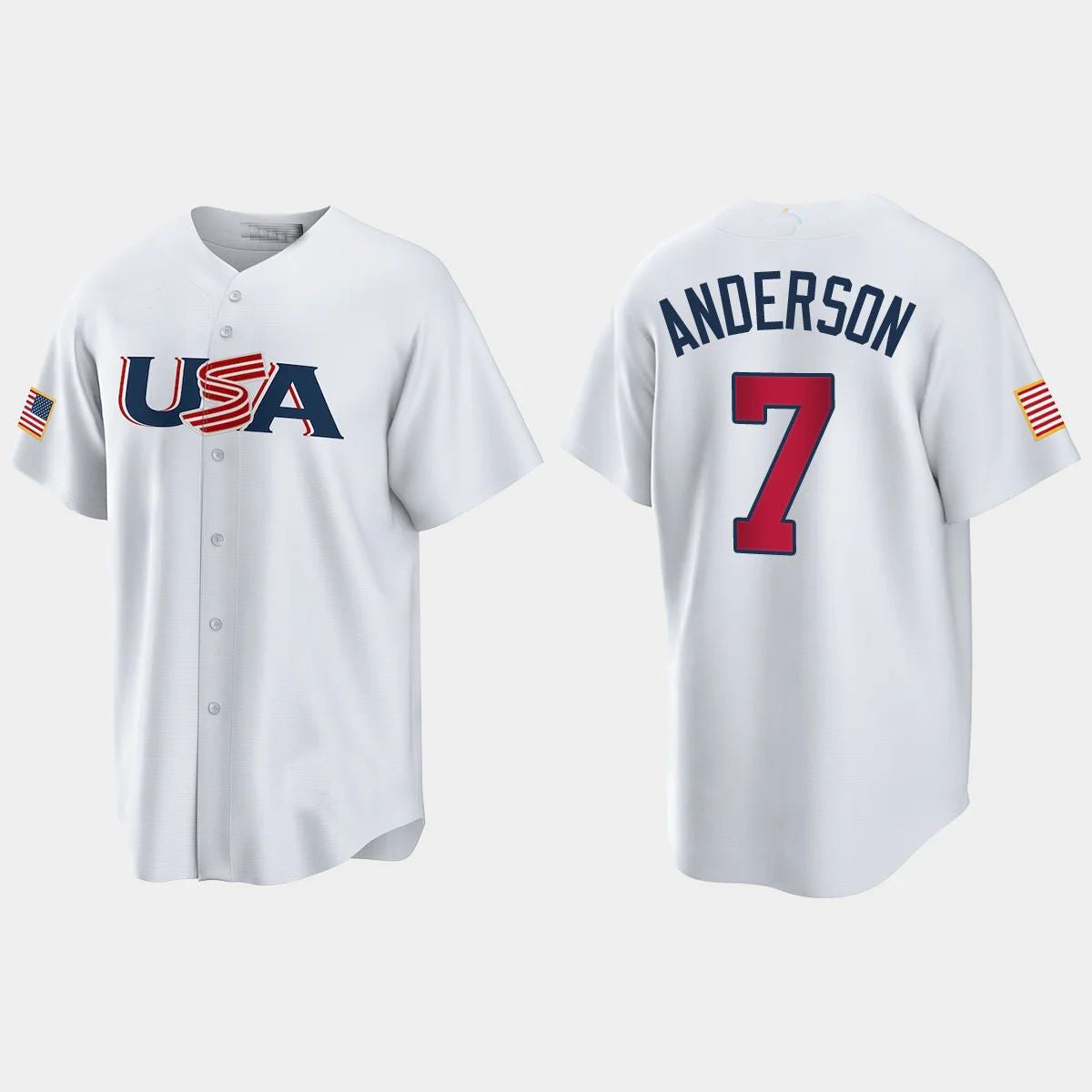 #7 TIM ANDERSON CHICAGO WHITE SOX 2023 WORLD BASEBALL CLASSIC USA REPLICA JERSEY C WHITE Stitches Baseball Jerseys