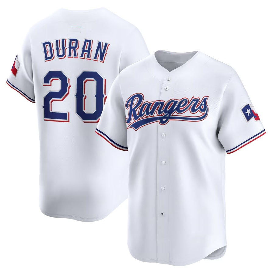 Texas Rangers #20 Ezequiel Durn Home Limited Player Jersey - White Stitched Baseball Jersey