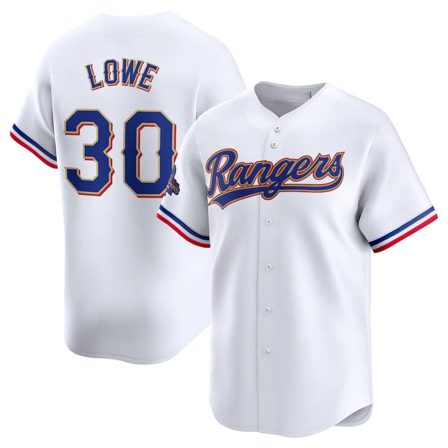 Texas Rangers #30 Nathaniel Lowe 2024 Gold Collection Limited Player Jersey C White Baseball Jerseys