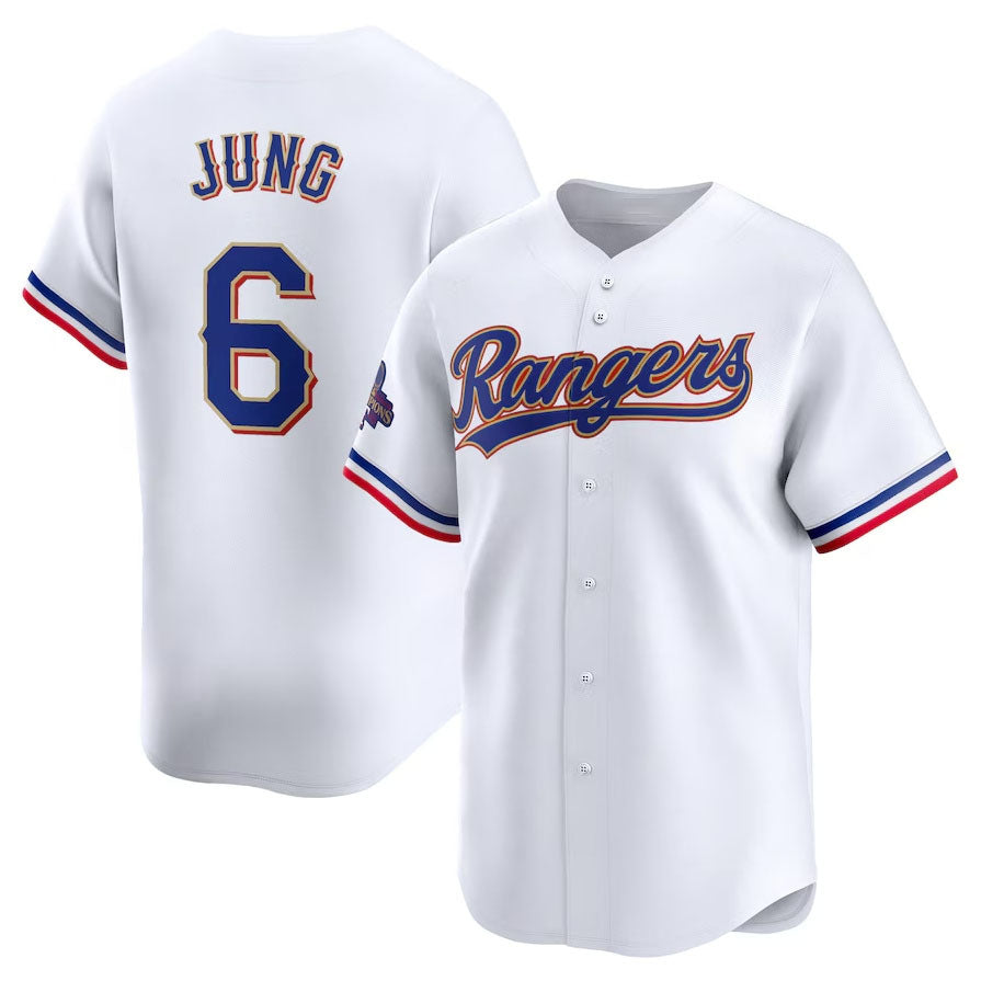 Texas Rangers #6 Josh Jung 2024 Gold Collection Limited Player Jersey C White Baseball Jerseys