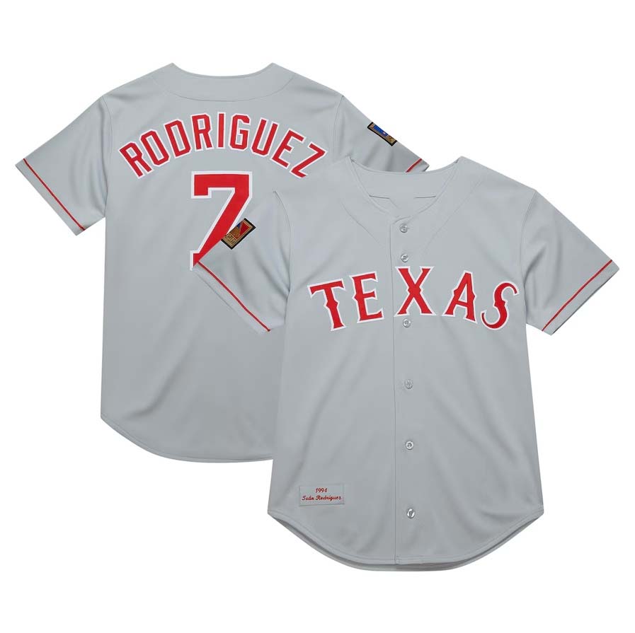 Texas Rangers #7 Ivan Rodriguez  1994 Cooperstown Collection Authentic Dark Jersey - Gray Baseball Jerseys
