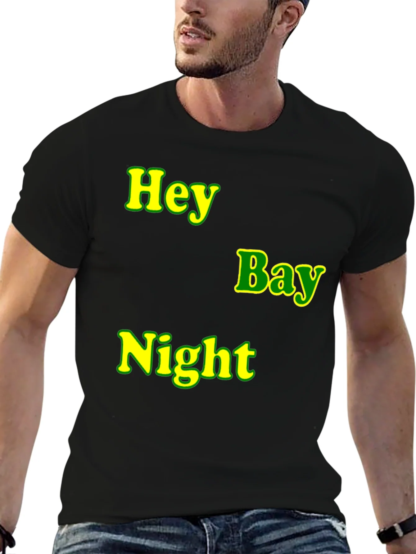 Hey Bay Night T-Shirt - Black Graphic Tee