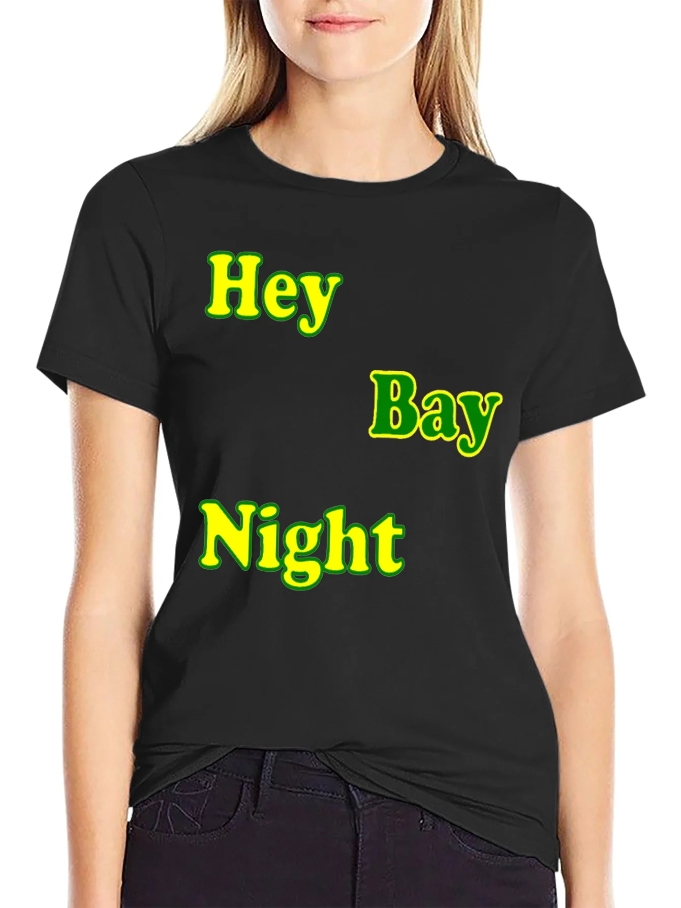 Hey Bay Night T-Shirt - Black Graphic Tee