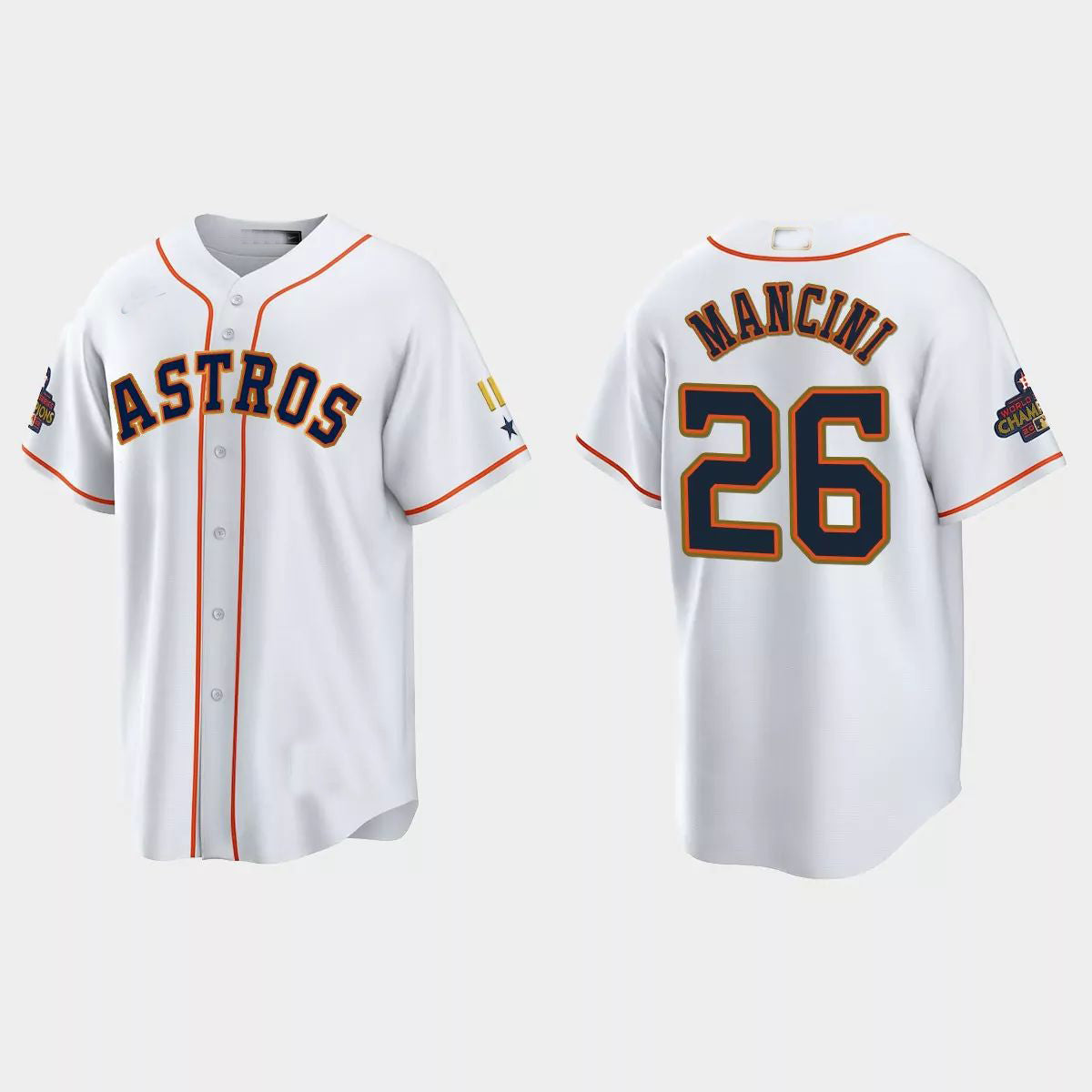 #26 Trey Mancini Houston Astros 2023 Gold Program Jersey C White Stitches Baseball Jerseys