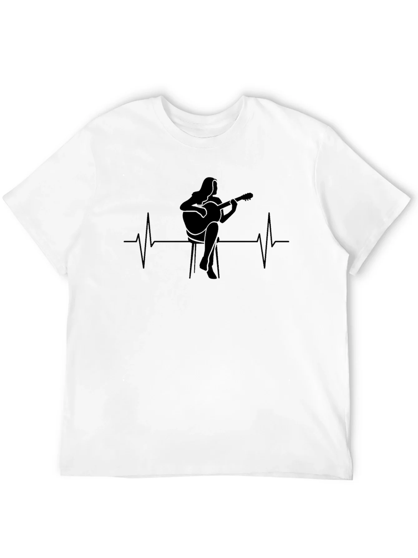 Guitarist Heartbeat Graphic Tee - Black