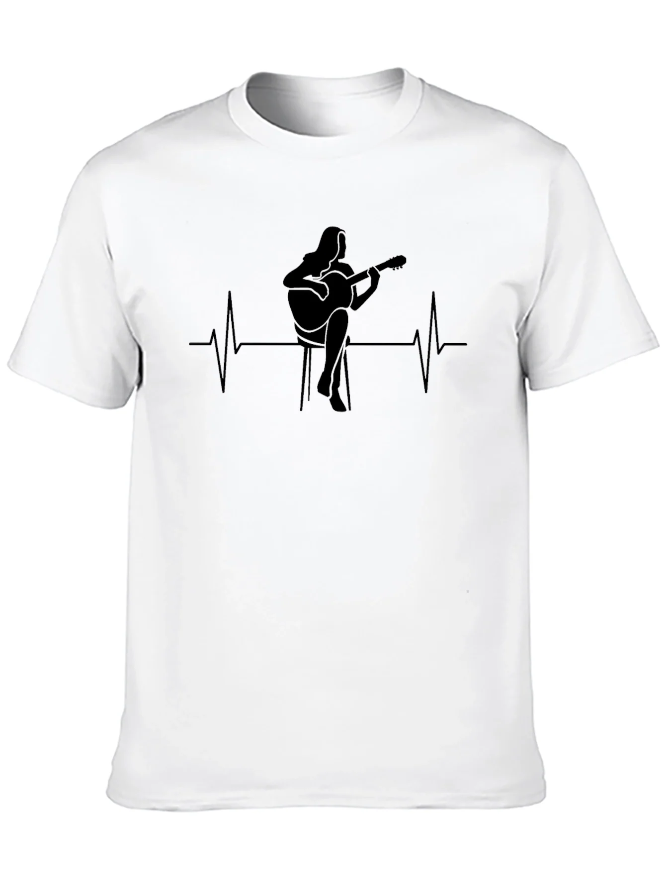 Guitarist Heartbeat Graphic Tee - Black