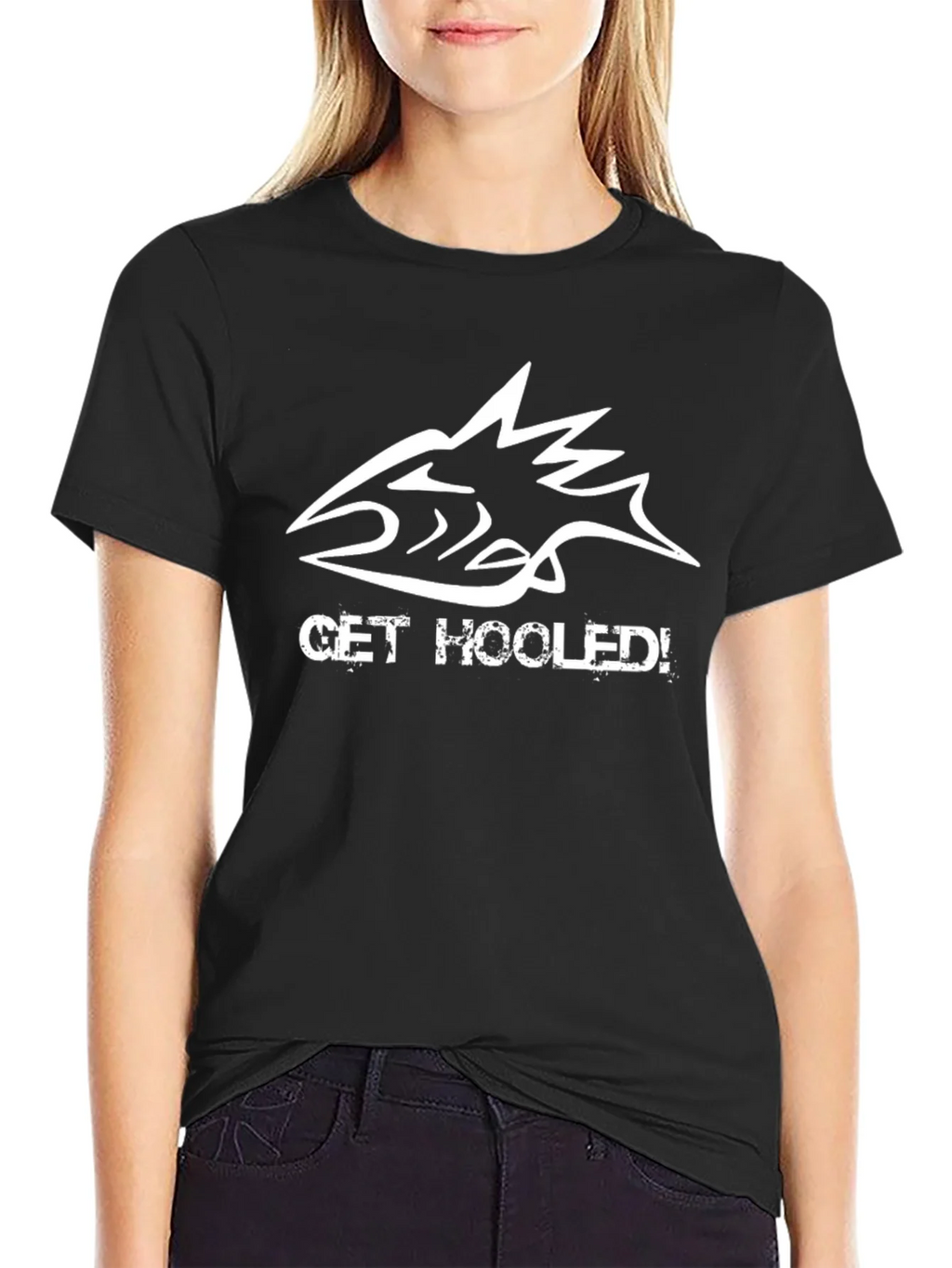 Get Hooked! Fishing Graphic Tee - Black