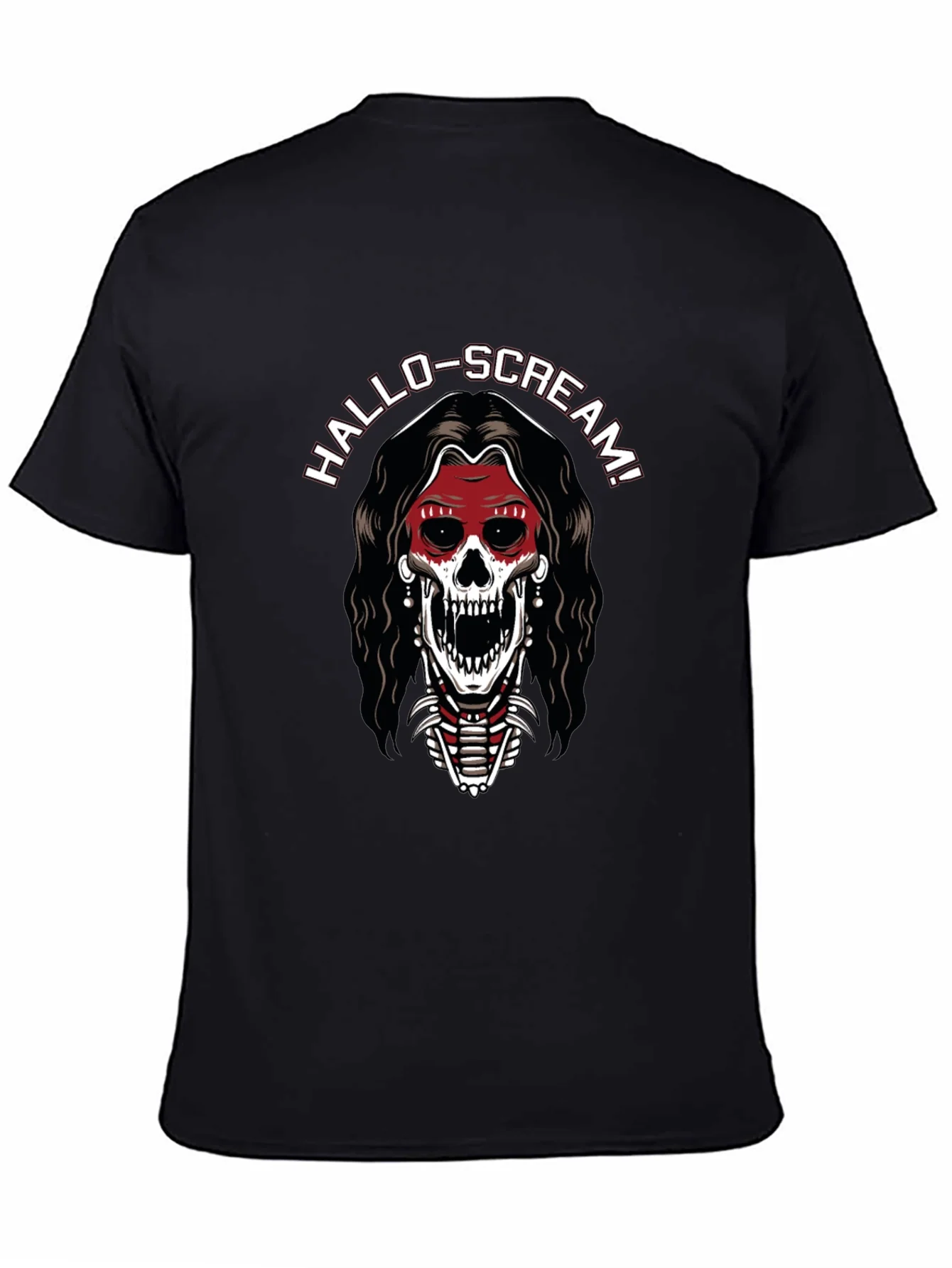 Hallo-Scream Skeleton Graphic T-Shirt