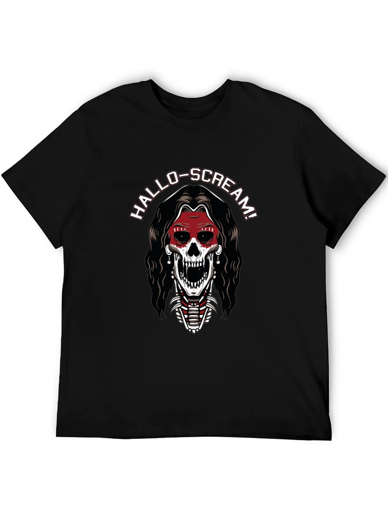 Hallo-Scream Skeleton Graphic T-Shirt