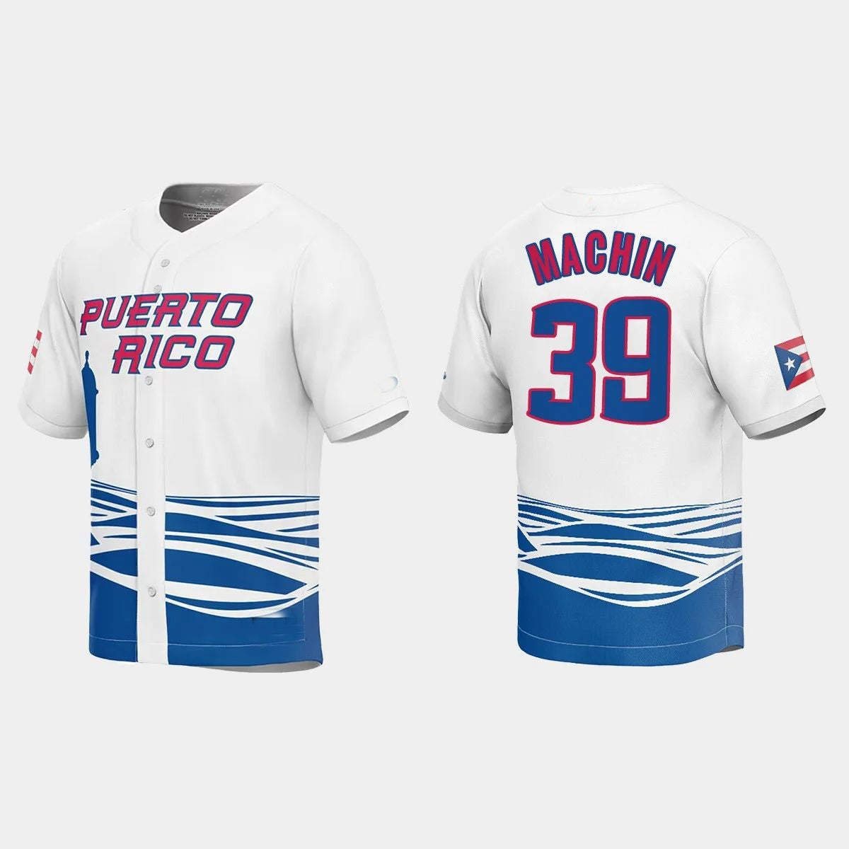 #39 VIMAEL MACHIN PUERTO RICO BASEBALL 2023 WORLD BASEBALL CLASSIC JERSEY C WHITE Stitches Baseball Jerseys