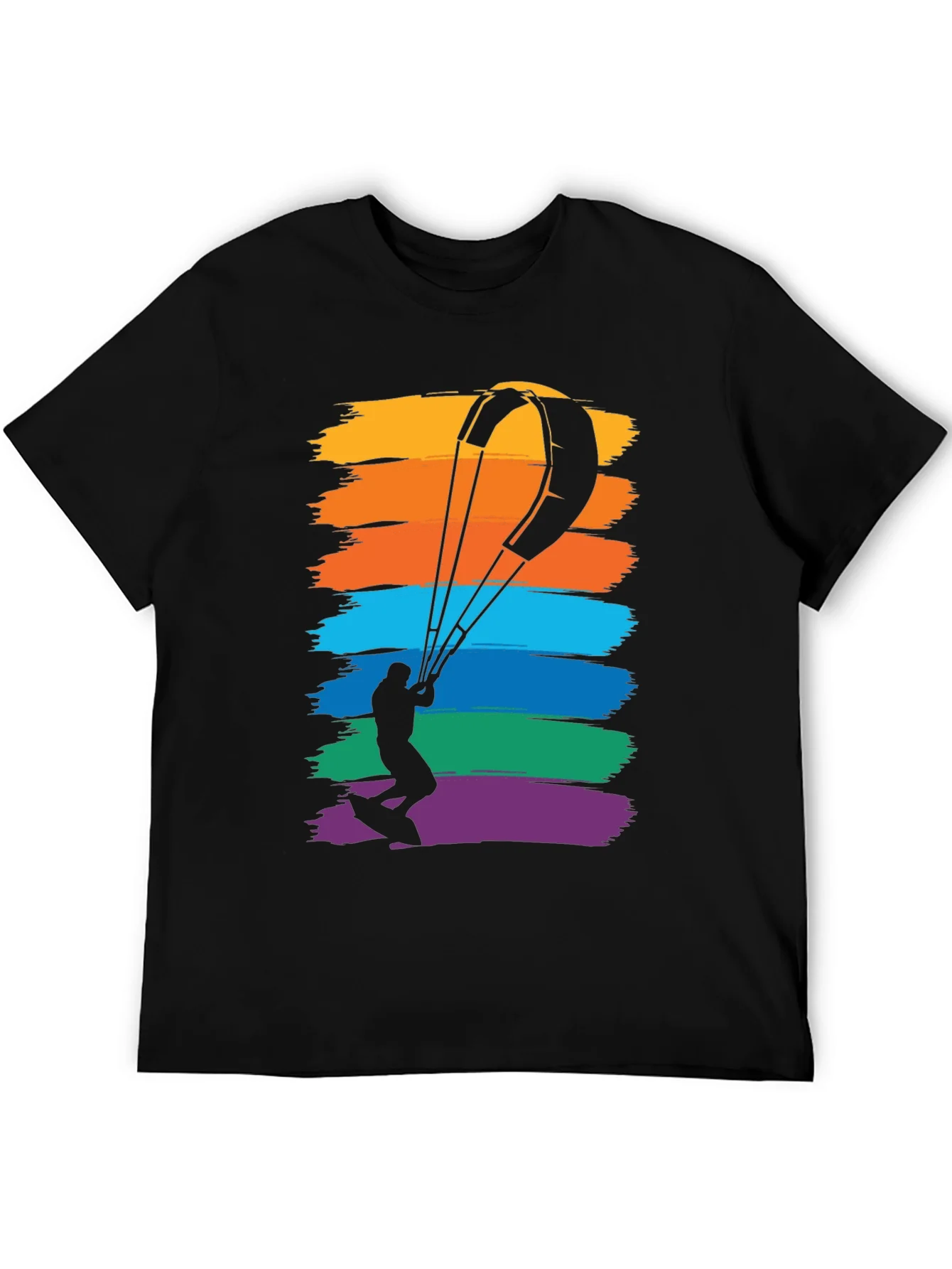 Kitesurfing Rainbow Graphic Tee - Mens Black T-Shirt
