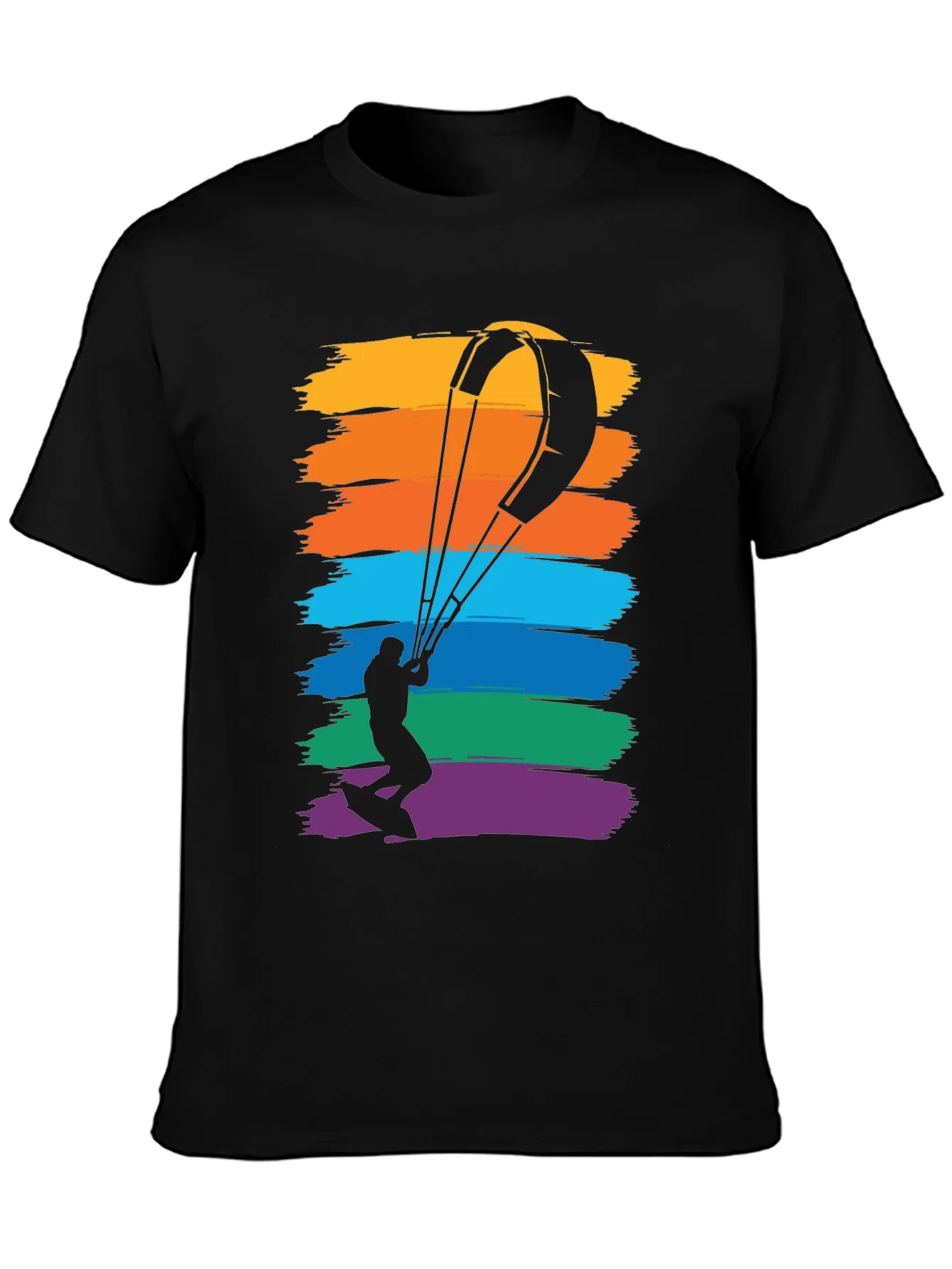 Kitesurfing Rainbow Graphic Tee - Mens Black T-Shirt