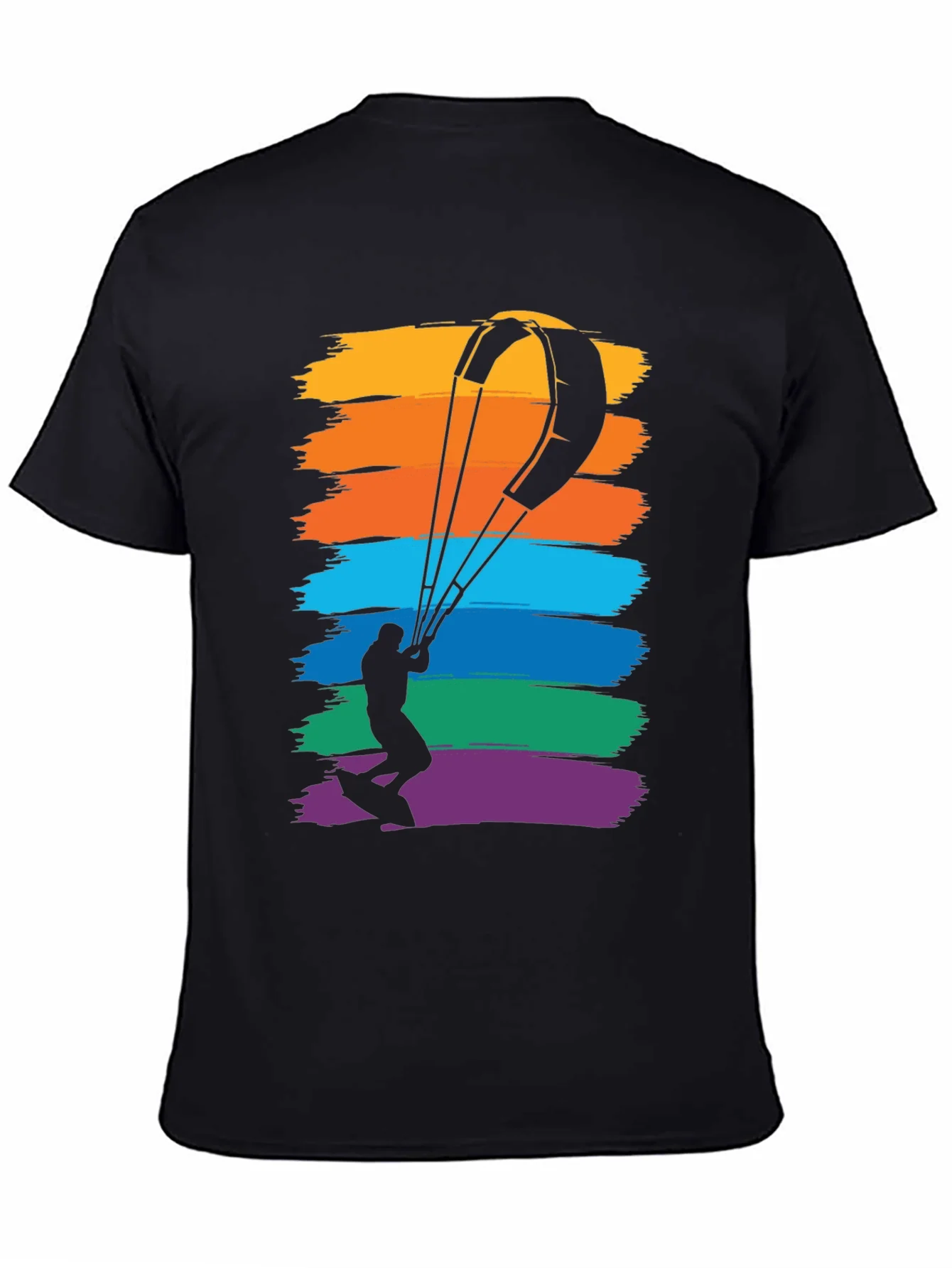 Kitesurfing Rainbow Graphic Tee - Mens Black T-Shirt