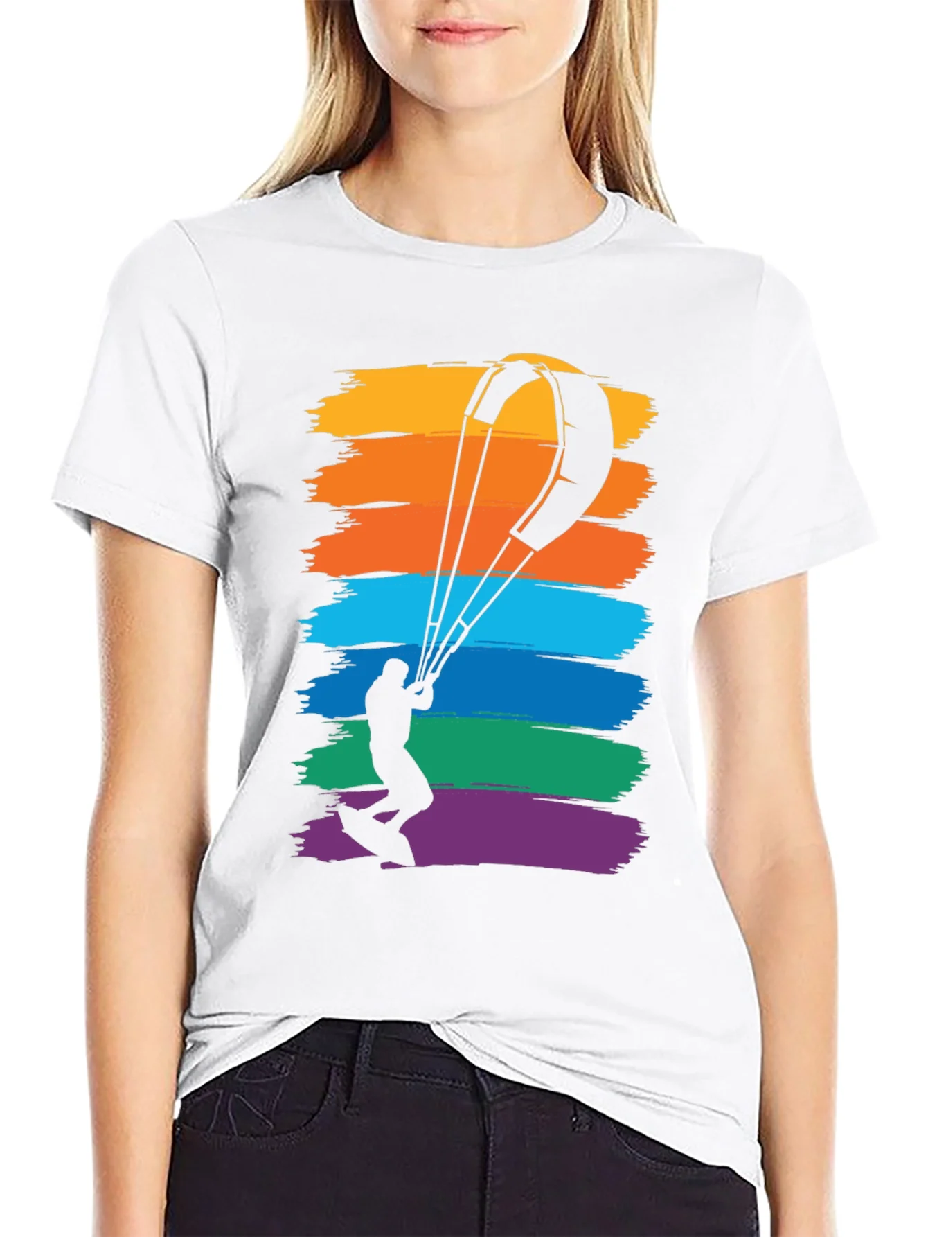 Kitesurfing Rainbow Graphic Tee - Mens Black T-Shirt