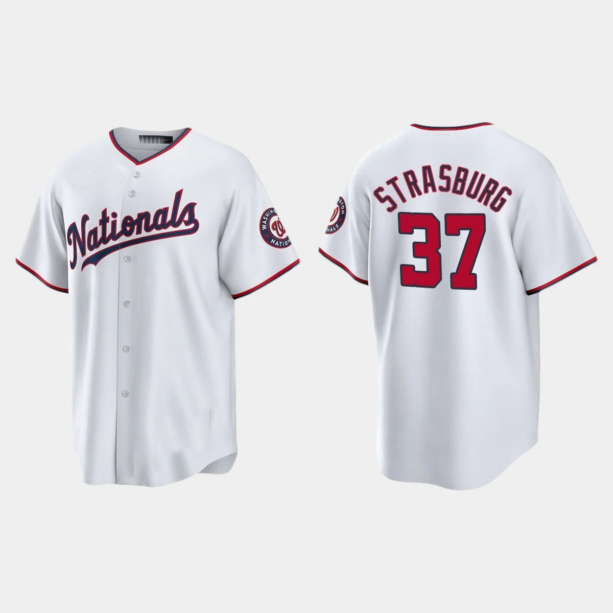 WASHINGTON NATIONALS #37 STEPHEN STRASBURG REPLICA ALTERNATE JERSEY C WHITE Baseball Jerseys