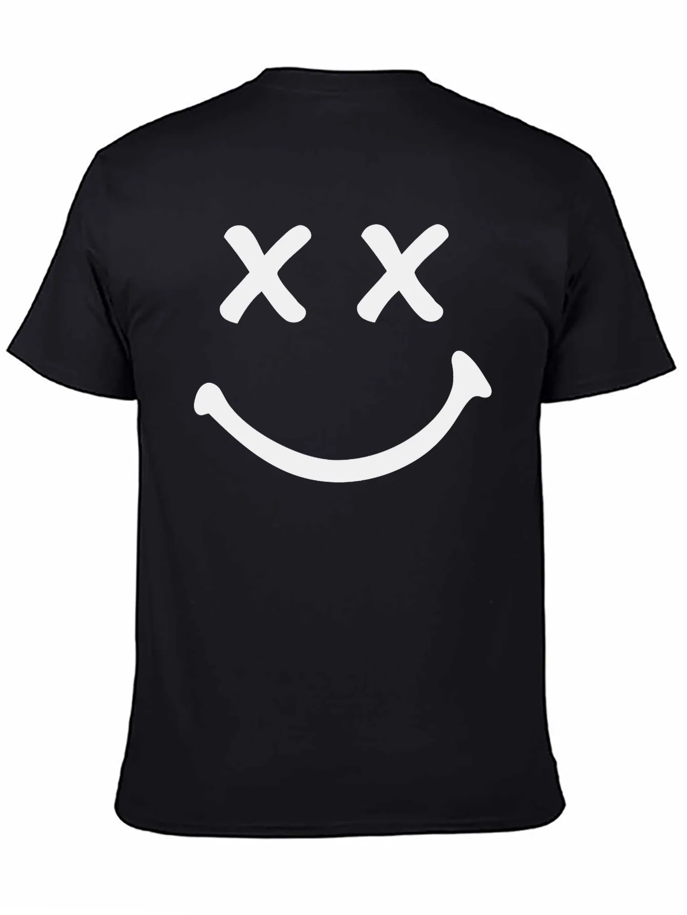 Smiley Face Graphic T-Shirt - Casual Black Tee
