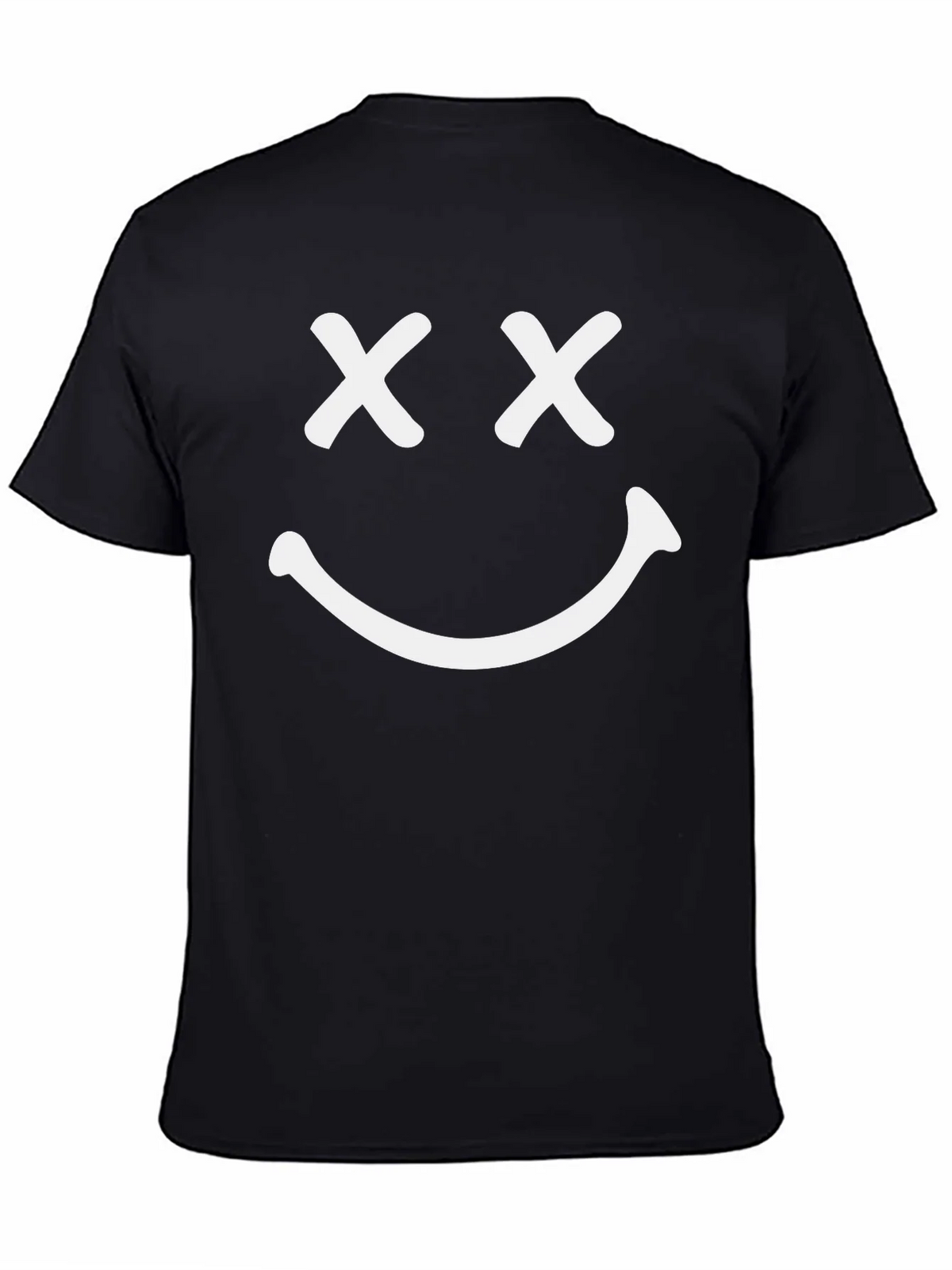 Smiley Face Graphic T-Shirt - Casual Black Tee