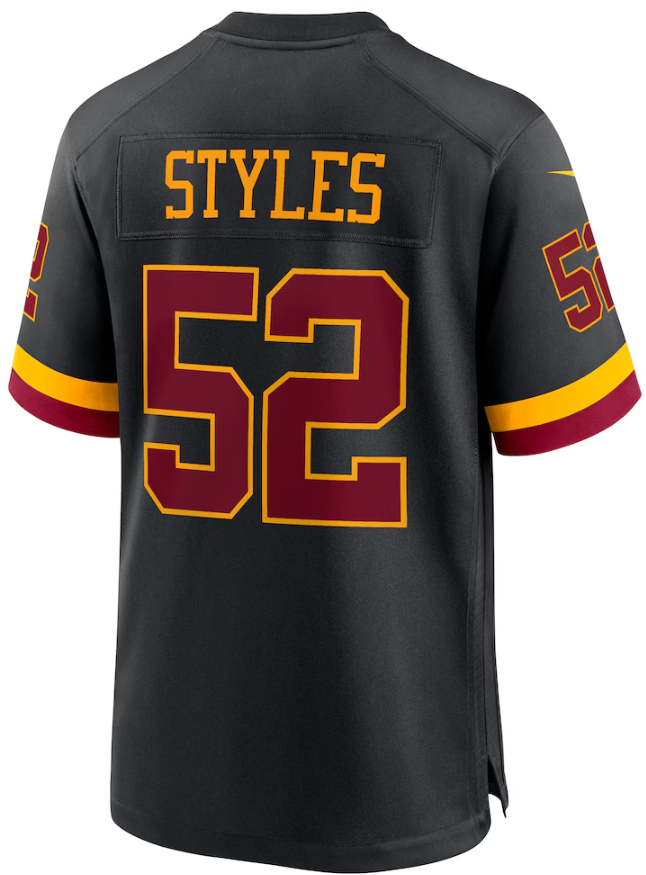 W.Commanders #52 Sonny Styles Black Game Player Jersey