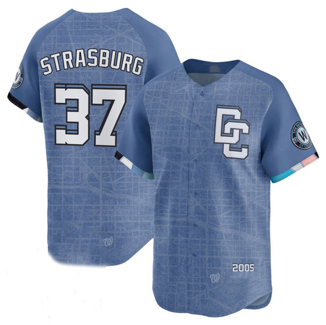 Washington Nationals #37 Stephen Strasburg Blue 2025 City Connect Limited Stitched Baseball Jersey