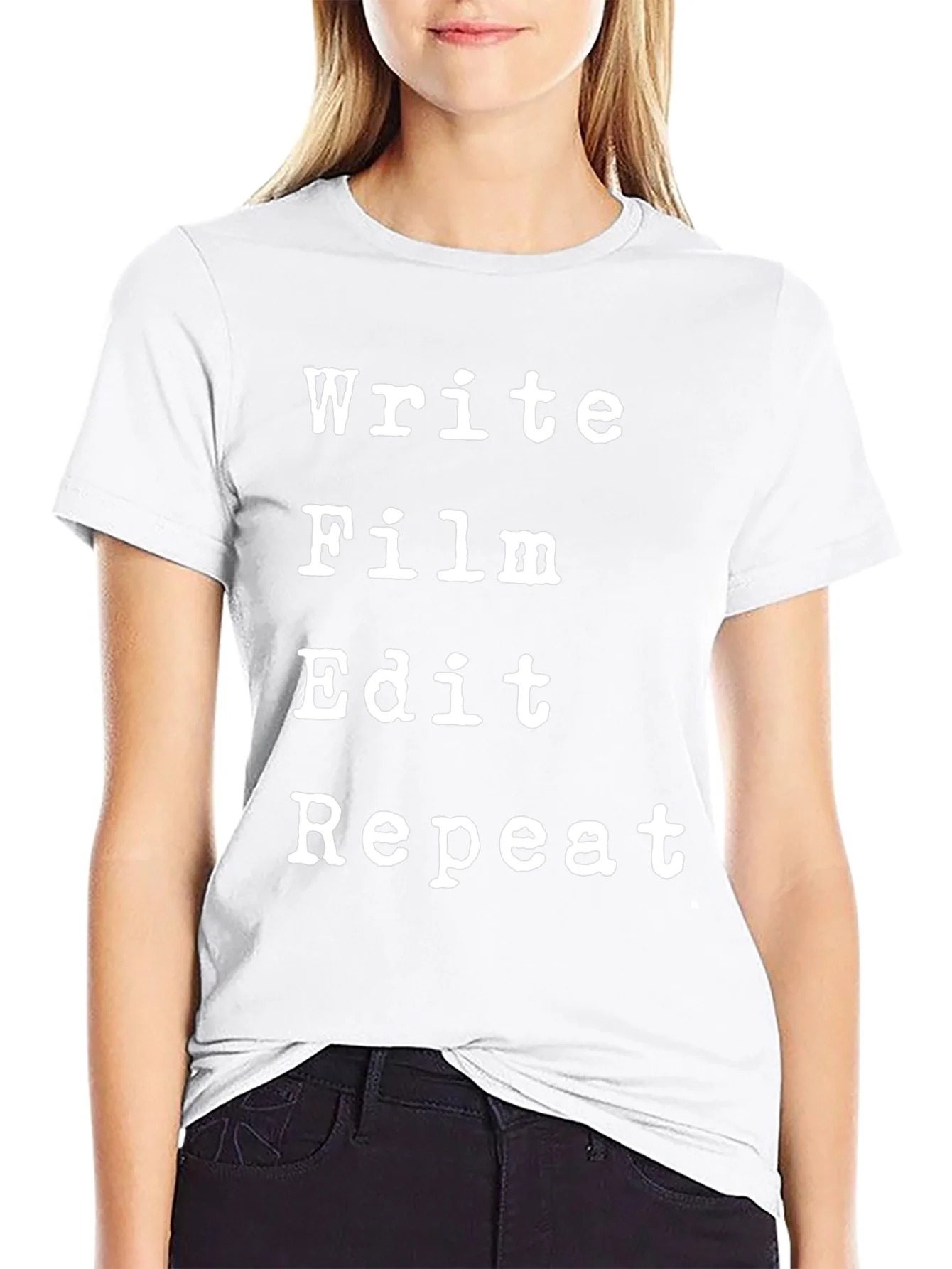 Write Film Edit Repeat Black T-Shirt