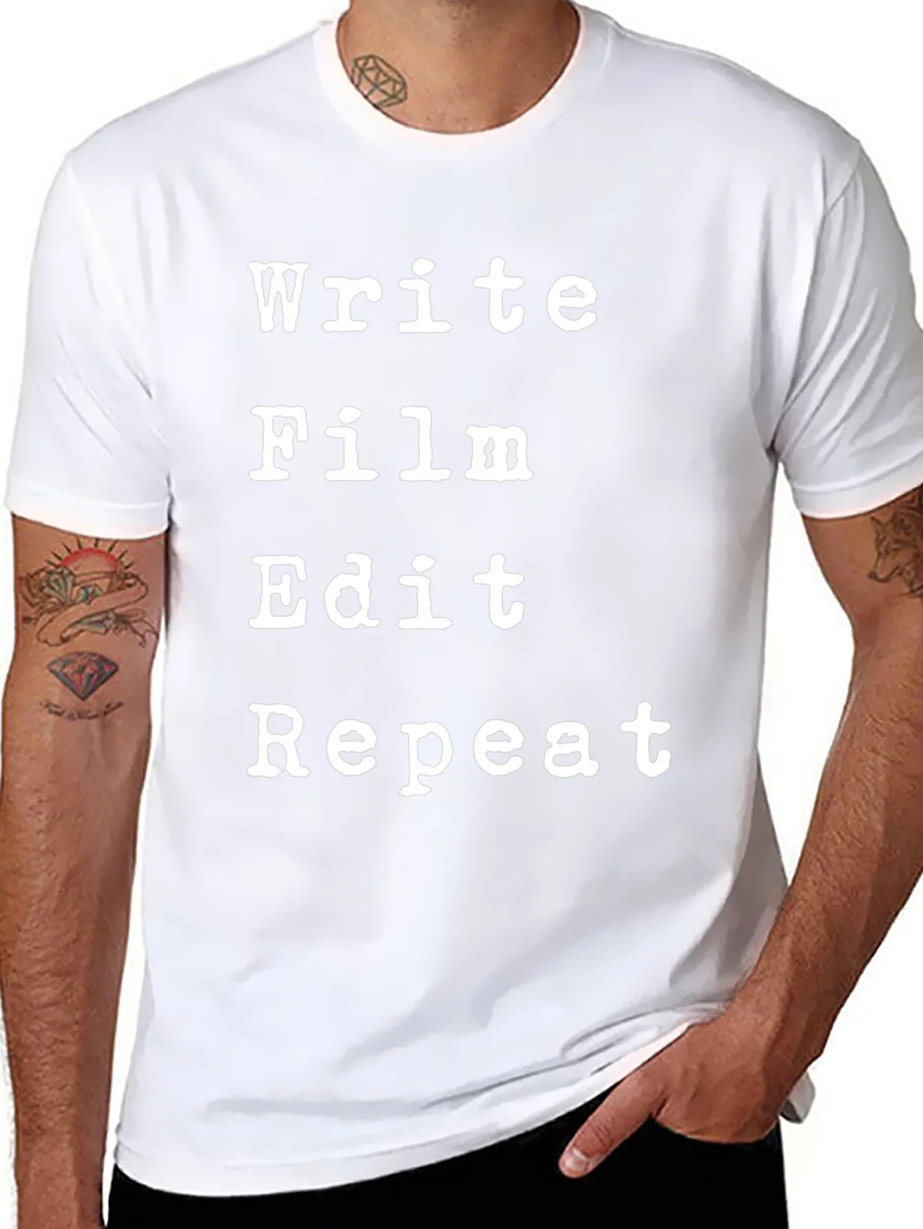 Write Film Edit Repeat Black T-Shirt